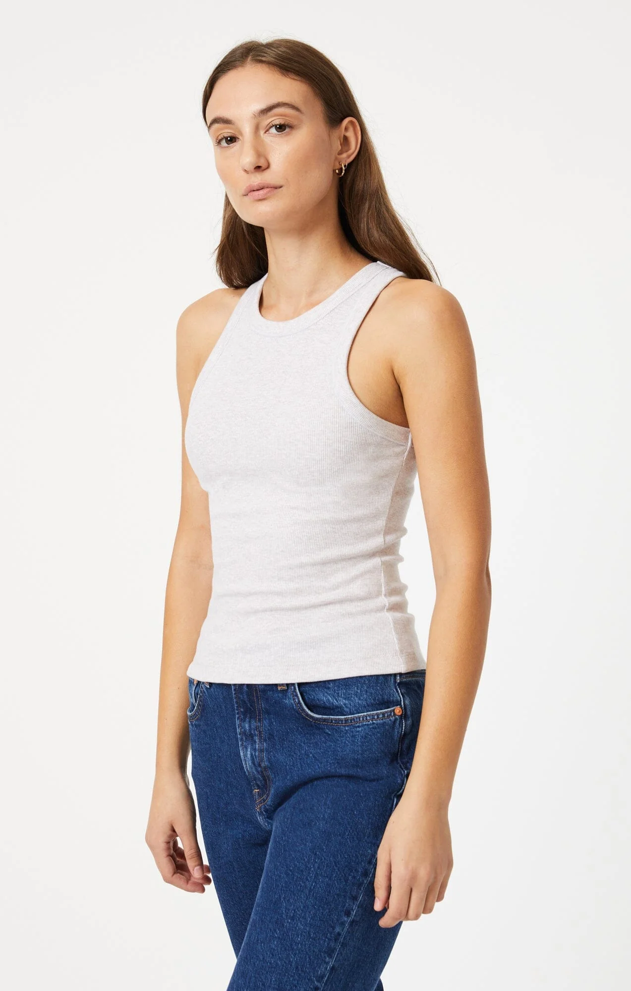RACER BACK TANK TOP IN OATMEAL - Image 2