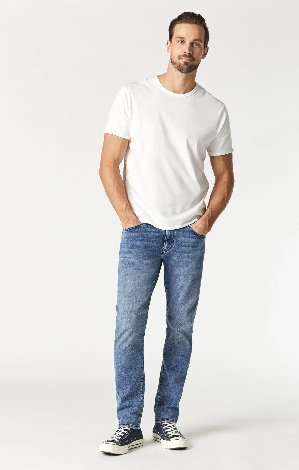 RAW EDGE NECK T-SHIRT IN BLANC DE BLANC - Image 5