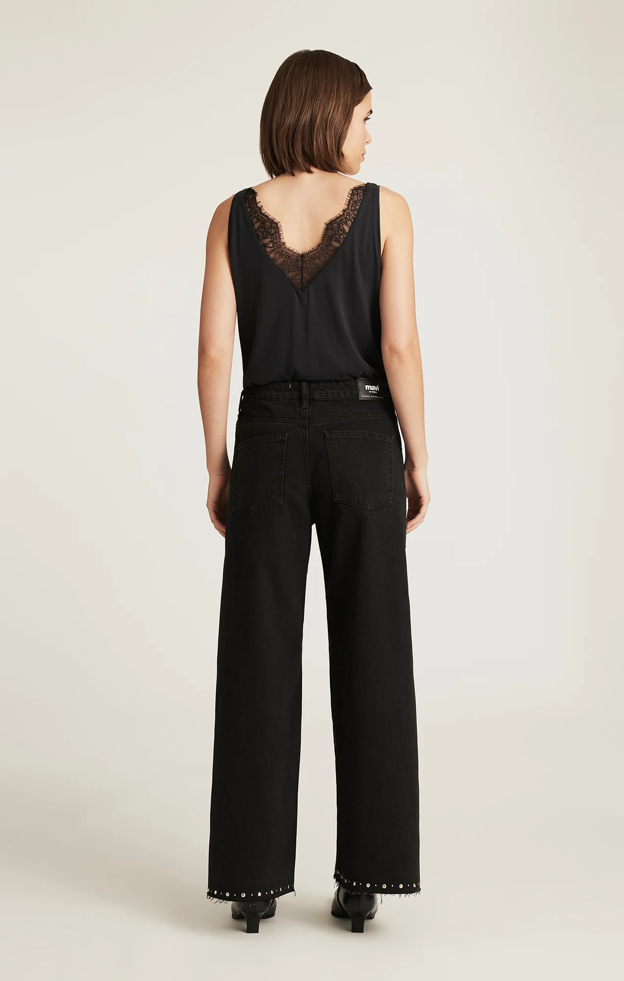 REBECCA WIDE LEG IN STUDDED SMOKE DENIM - Image 3