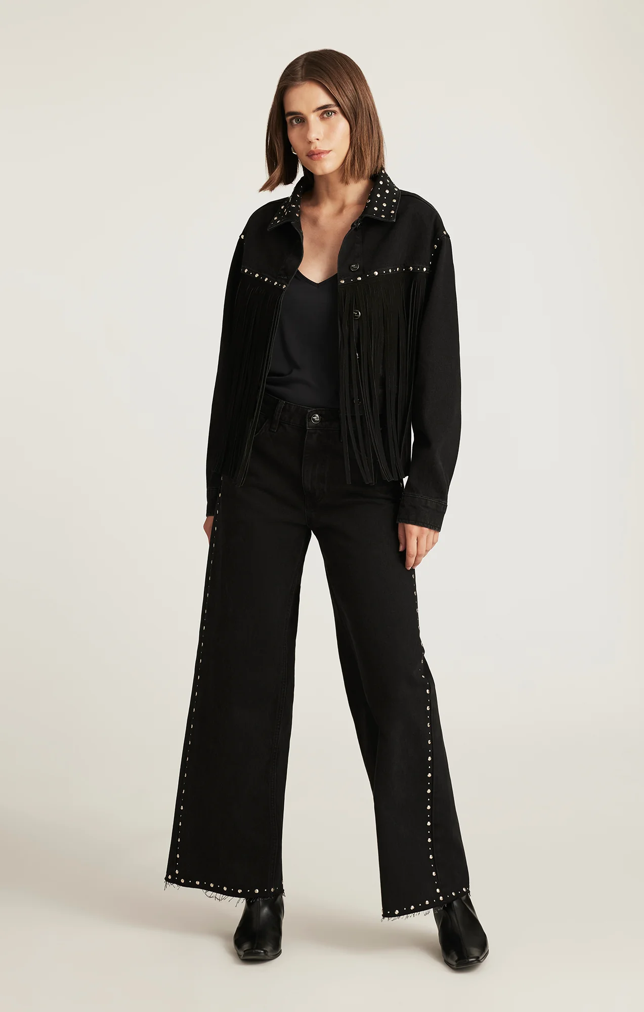REBECCA WIDE LEG IN STUDDED SMOKE DENIM - Image 4