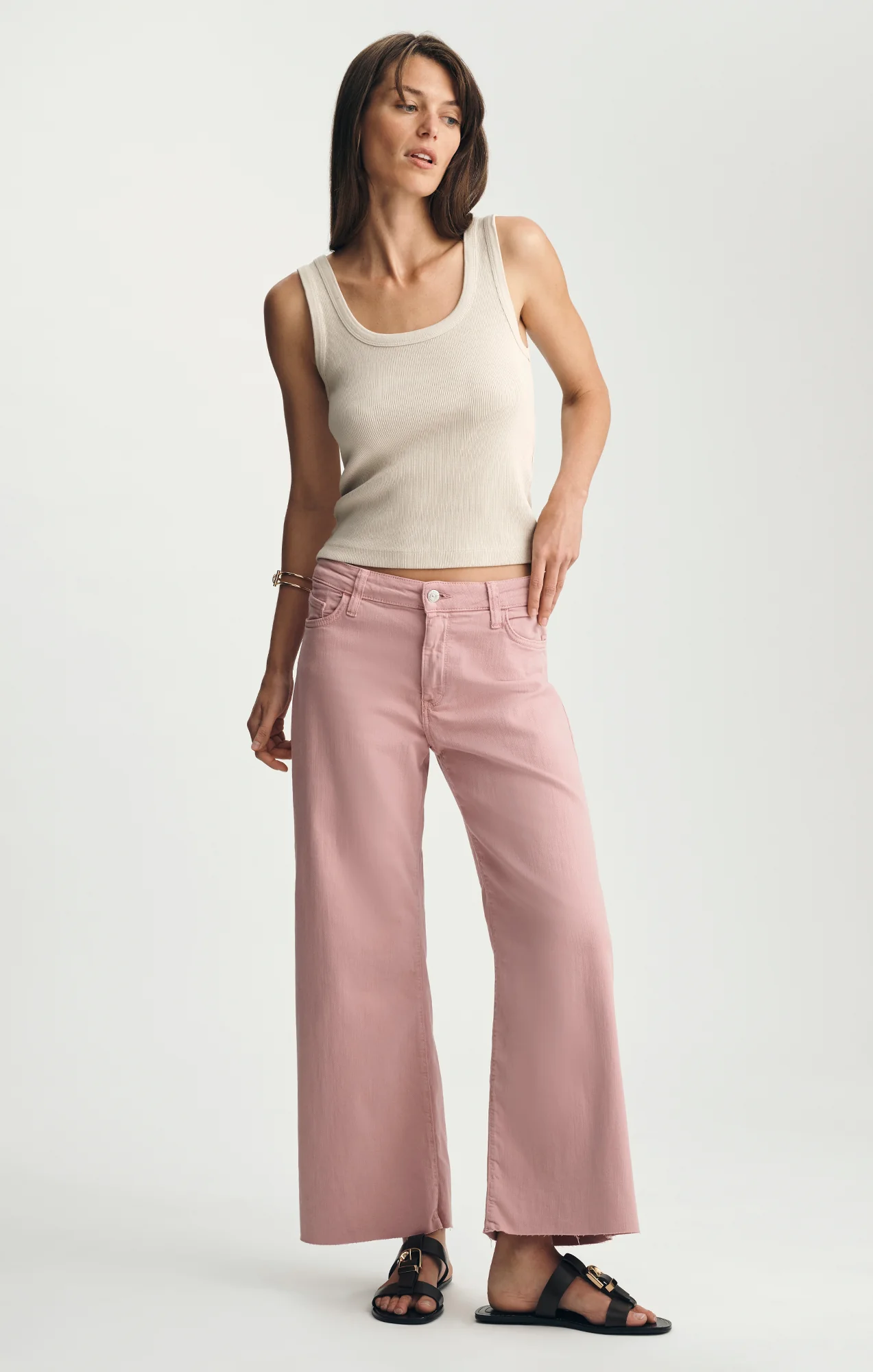 RIBBED SQUARE NECK TANK TOP IN FOG - Image 4
