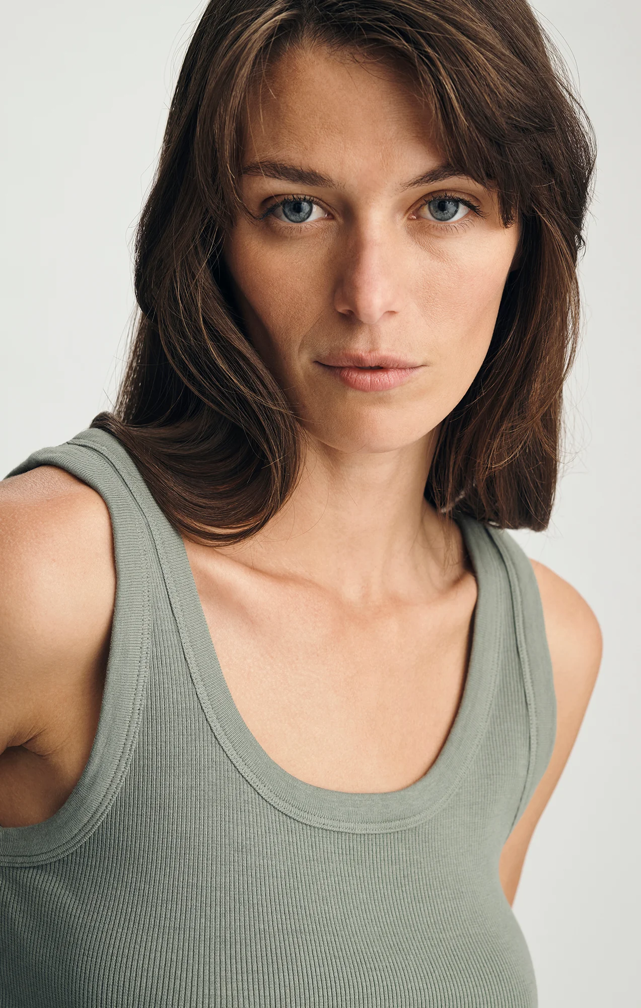 RIBBED SQUARE NECK TANK TOP IN SEA SPRAY - Image 2