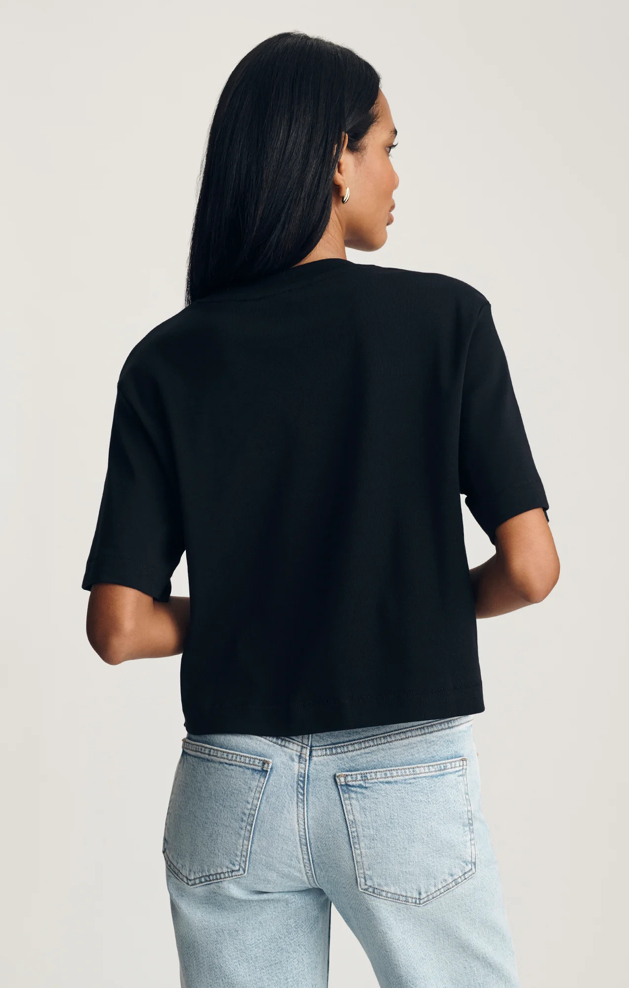 RILEY CREW NECK T-SHIRT IN BLACK - Image 2