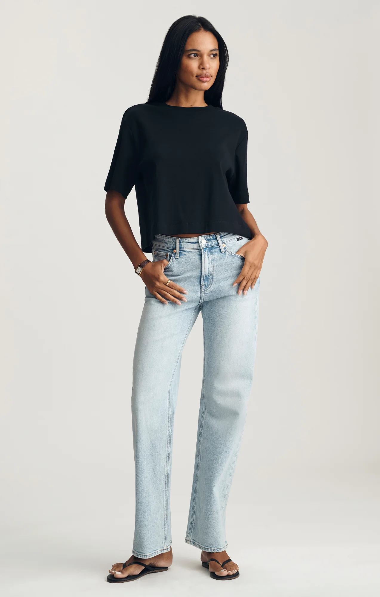 RILEY CREW NECK T-SHIRT IN BLACK - Image 4