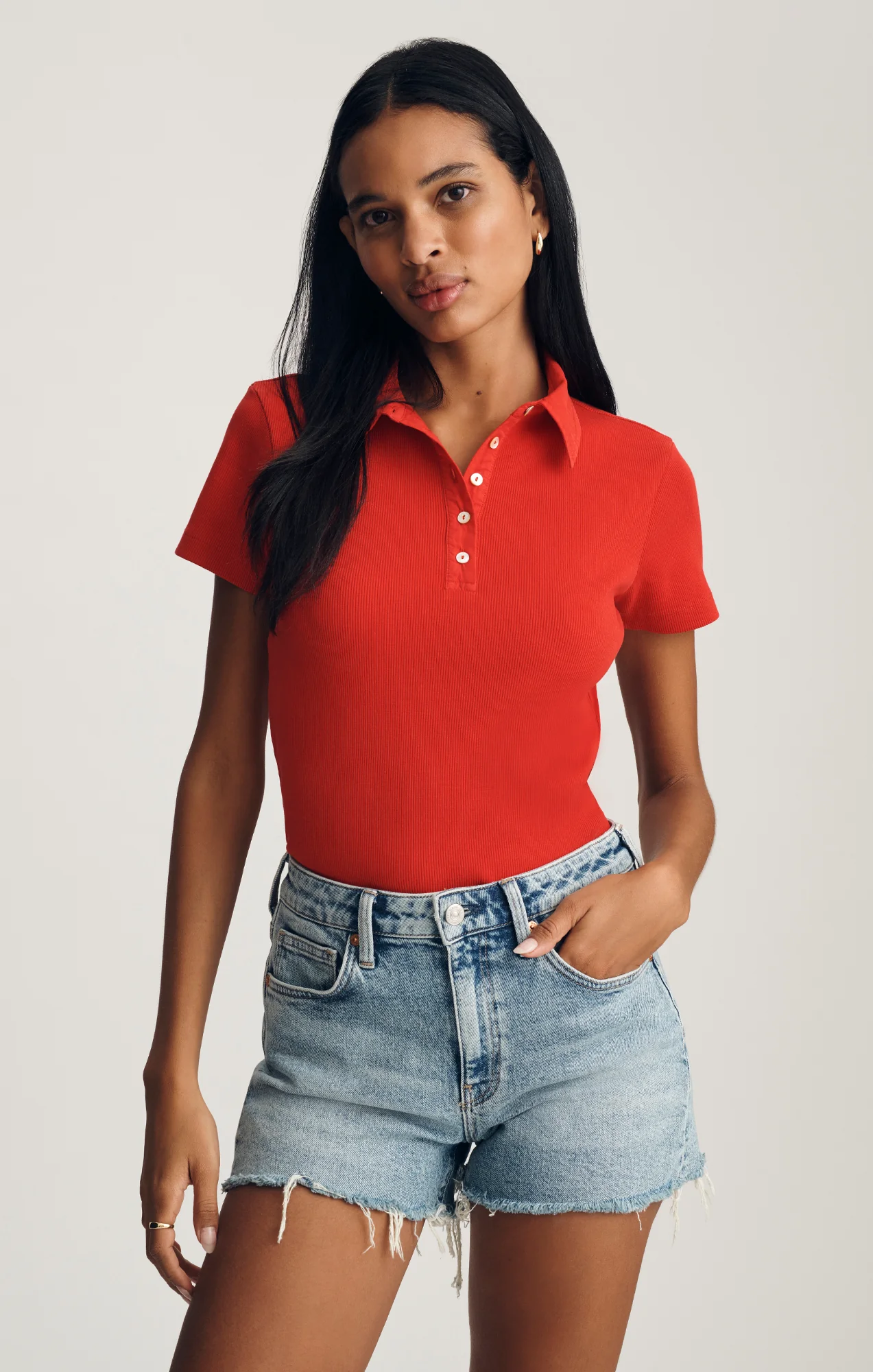ROSIE BOYFRIEND SHORTS IN MID BRUSHED CLASSIC BLUE - Image 4