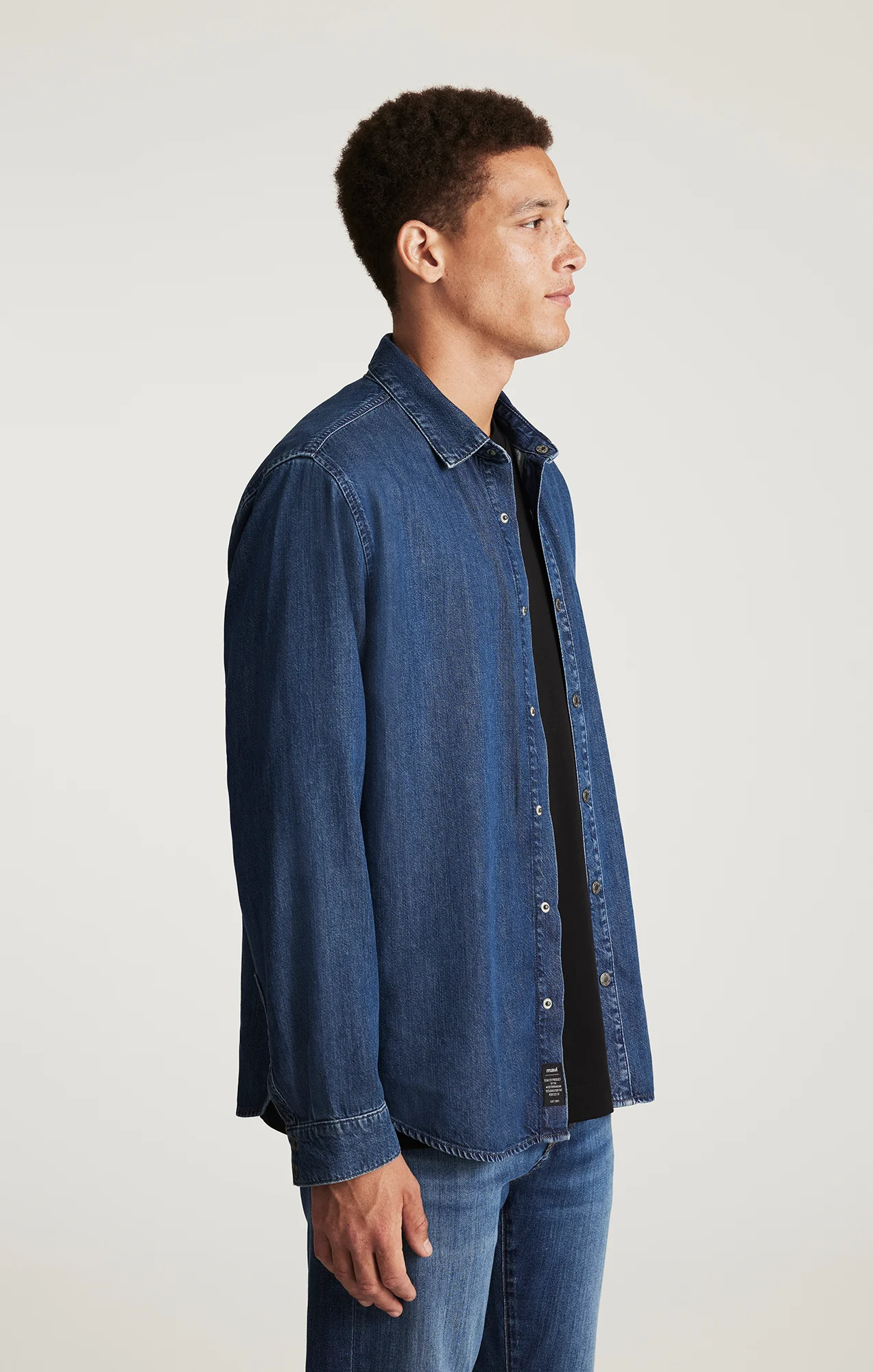 ROY DENIM SHIRT IN DARK INDIGO LUXE BLACK - Image 2
