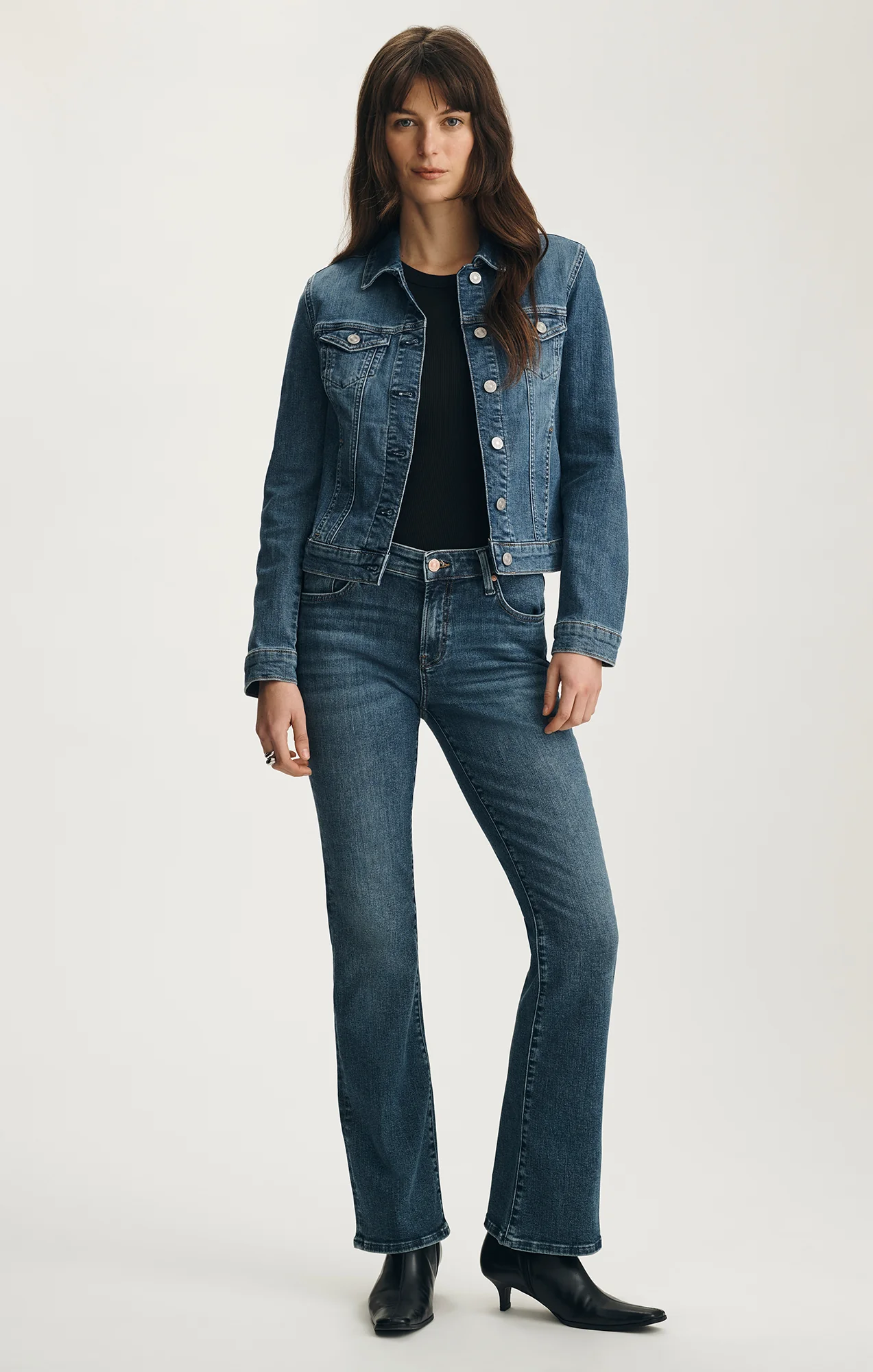 SAMANTHA DENIM JACKET IN DARK BRUSHED FLEX BLUE - Image 4
