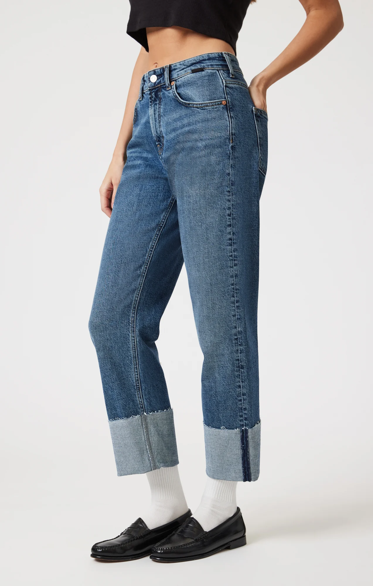 SAVANNAH CUFFED STRAIGHT LEG IN SHADED CLASSIC BLUE - Image 4