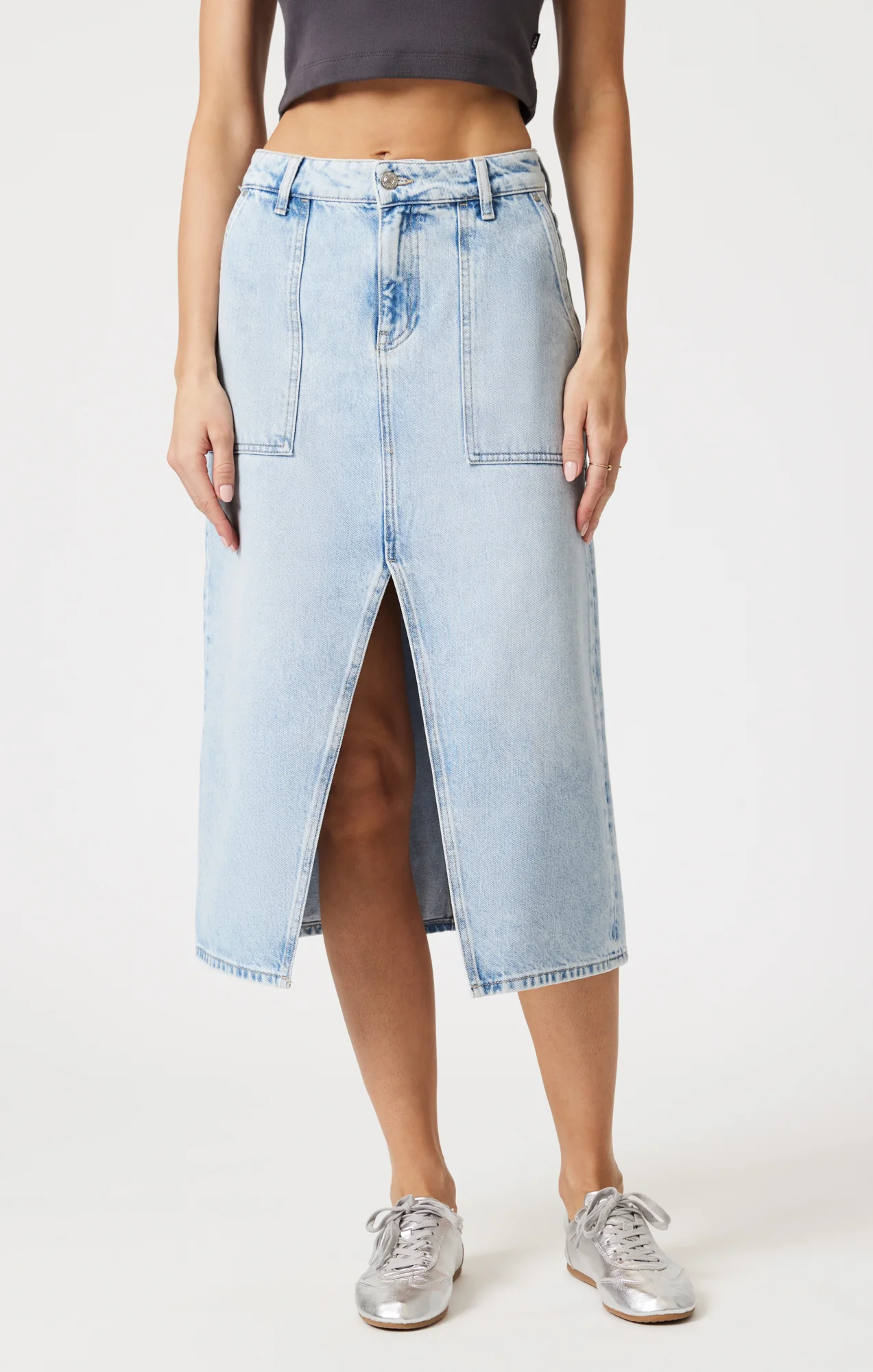 SAVINA DENIM SKIRT IN BLEACHED WELL BLUE - Image 3
