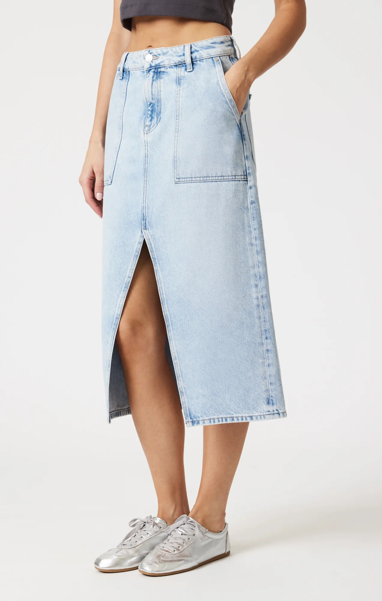SAVINA DENIM SKIRT IN BLEACHED WELL BLUE - Image 4