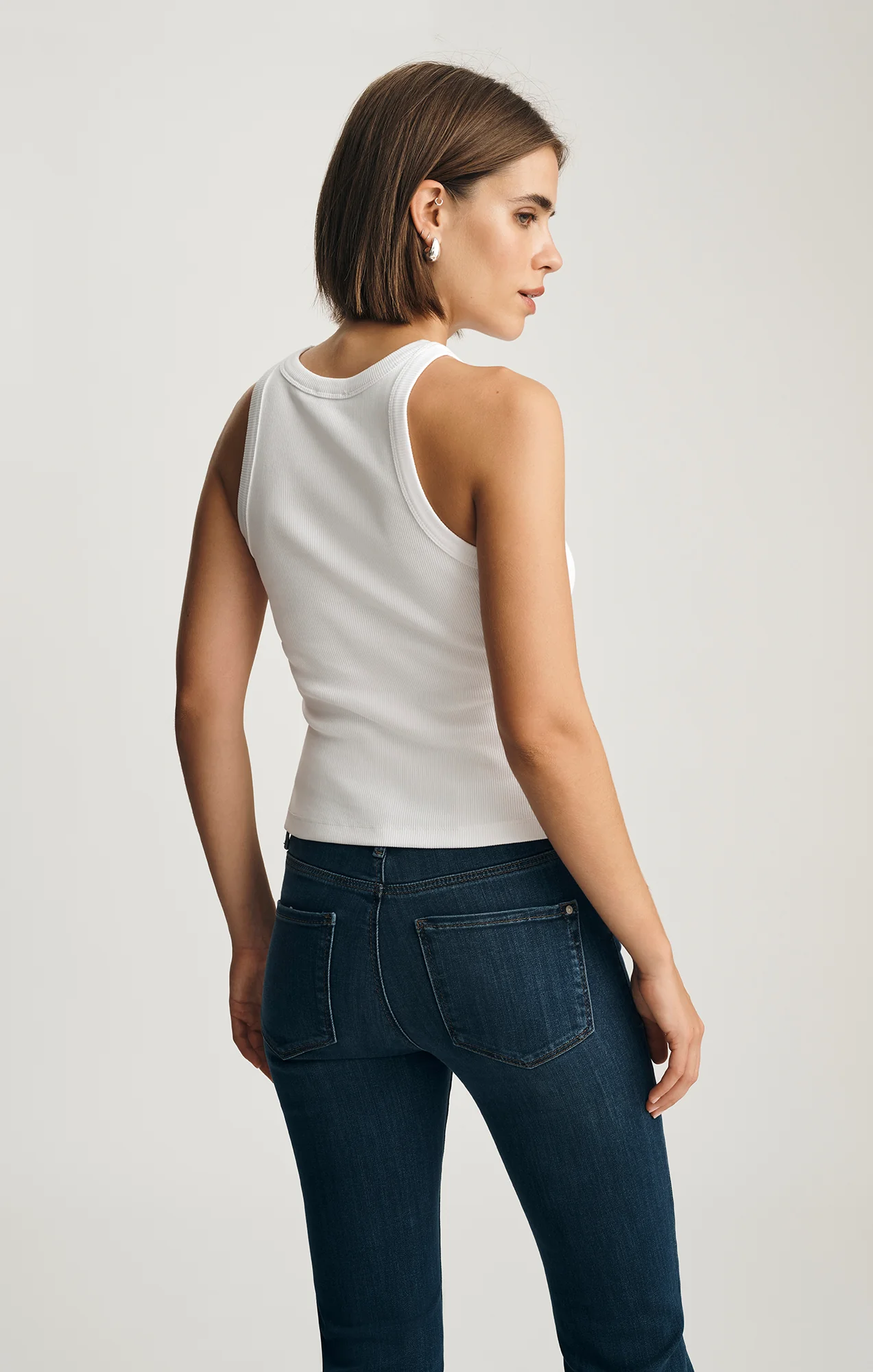 STELLA RIBBED HIGH NECK TANK TOP IN WHITE - Image 2