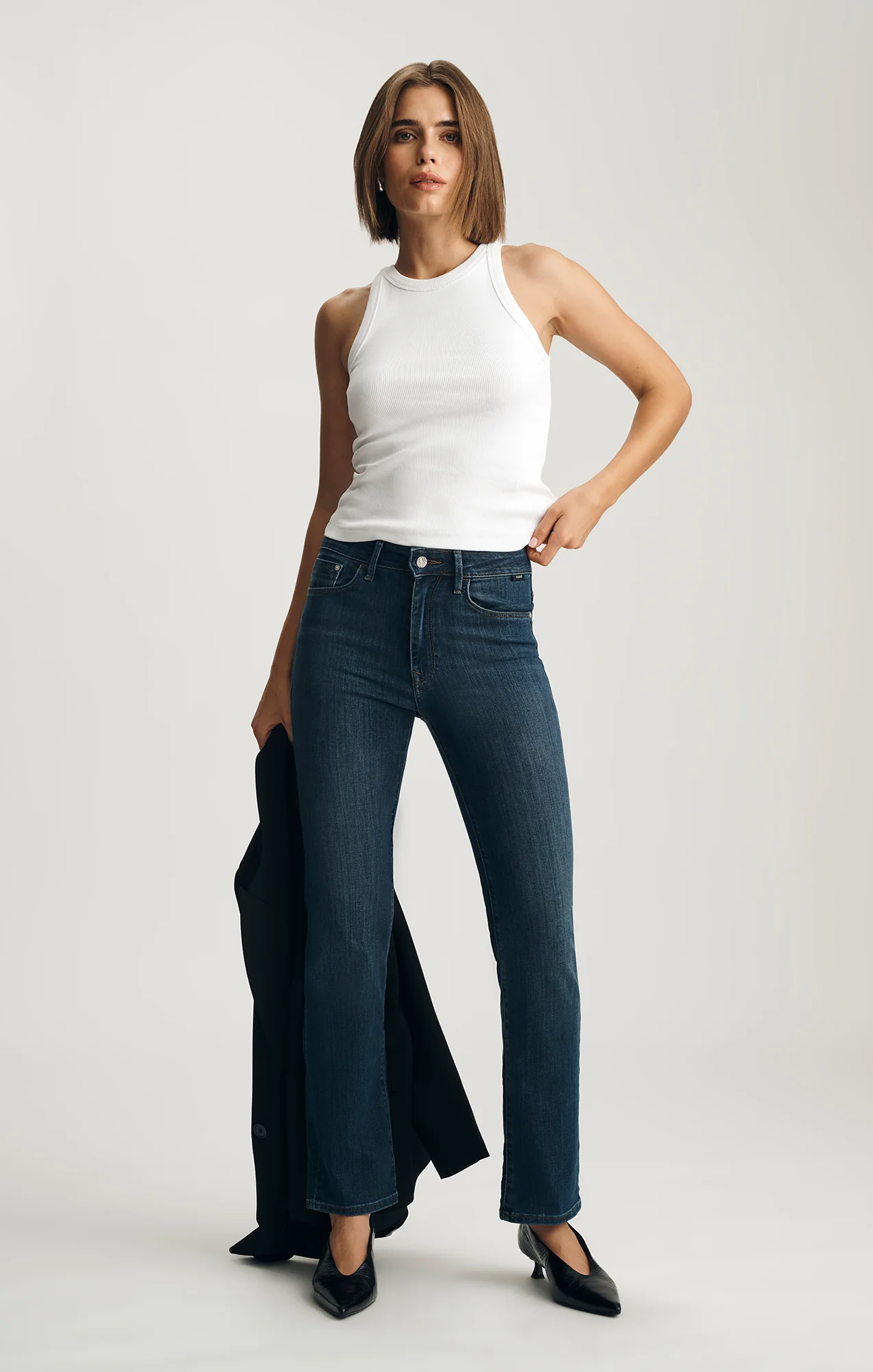 STELLA RIBBED HIGH NECK TANK TOP IN WHITE - Image 3