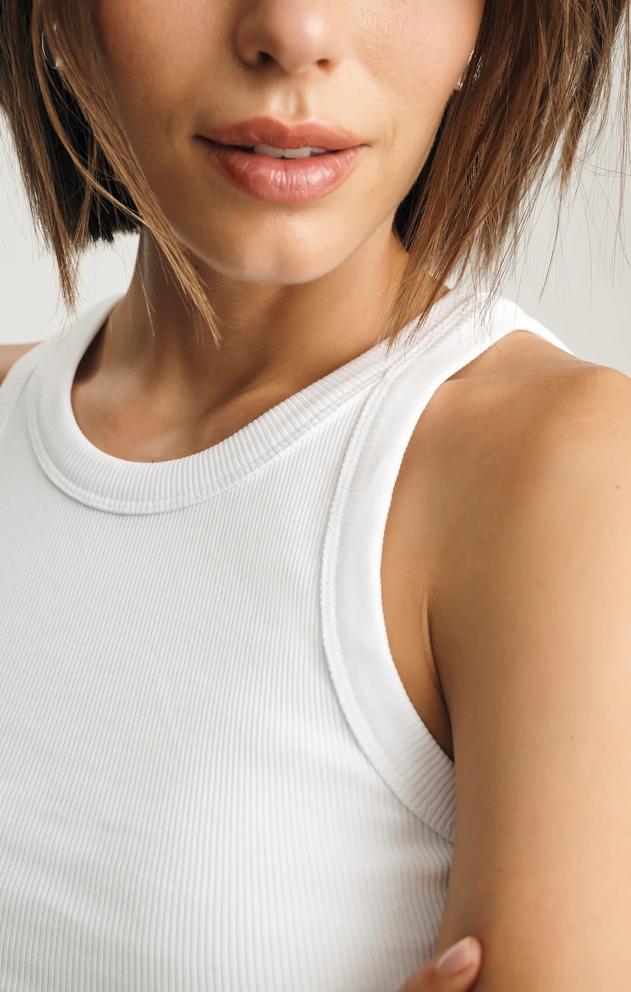 STELLA RIBBED HIGH NECK TANK TOP IN WHITE - Image 4
