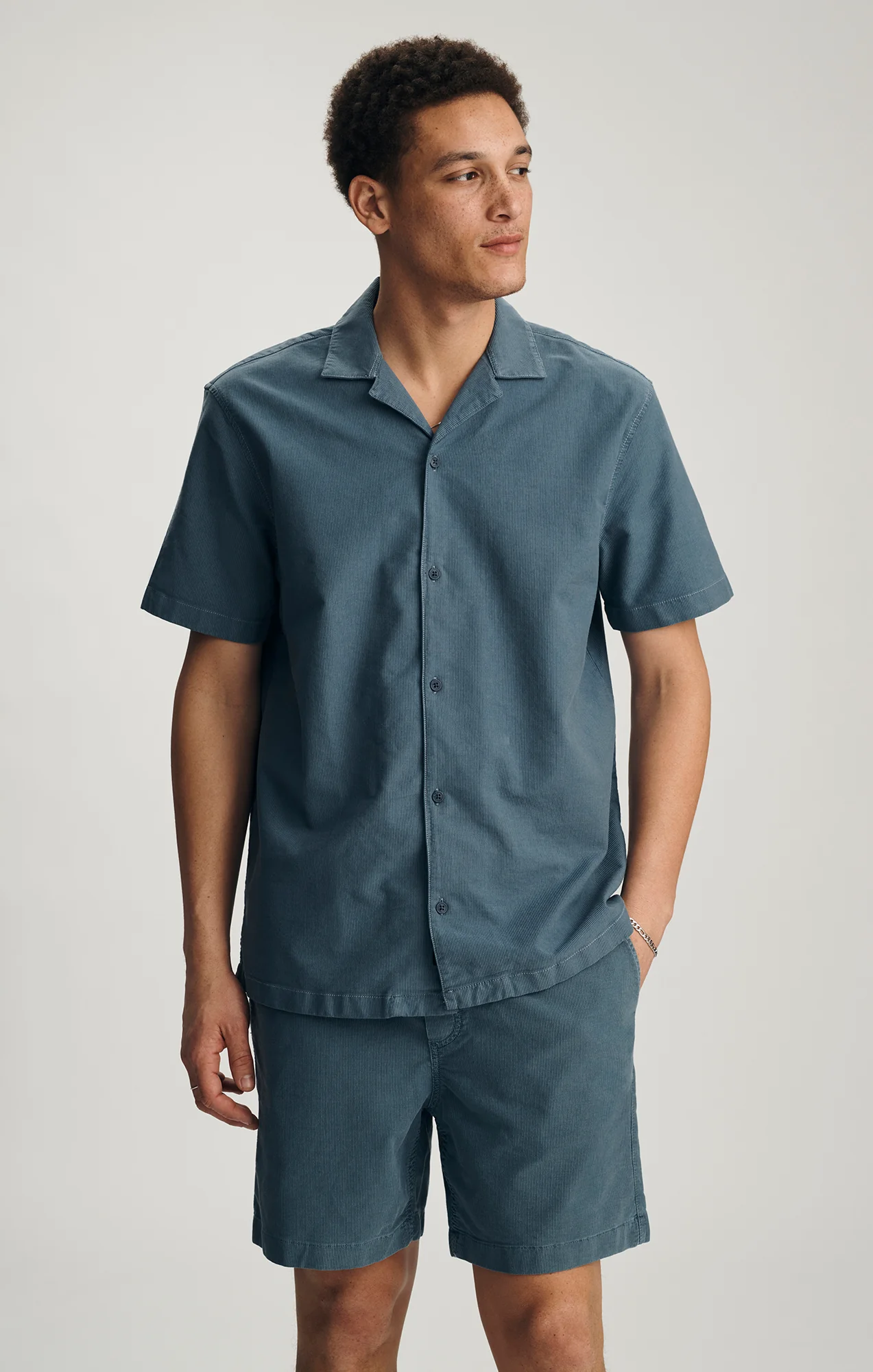 CAMP COLLAR SHORT SLEEVE SHIRT IN FLINT STONE