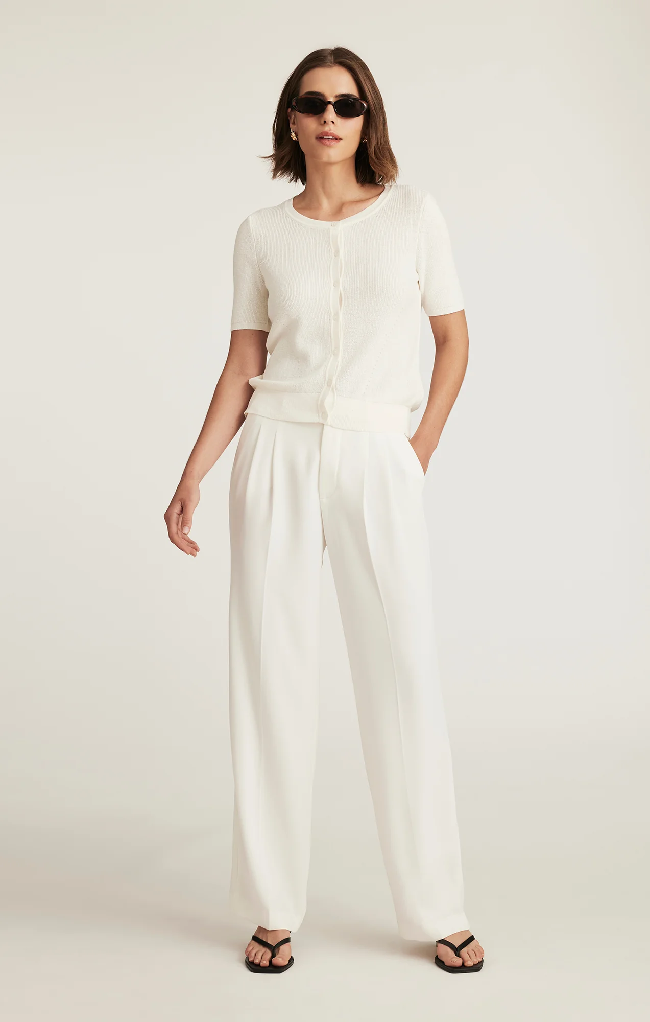 EDITION SHORT SLEEVE CARDIGAN IN MARSHMALLOW - Image 5