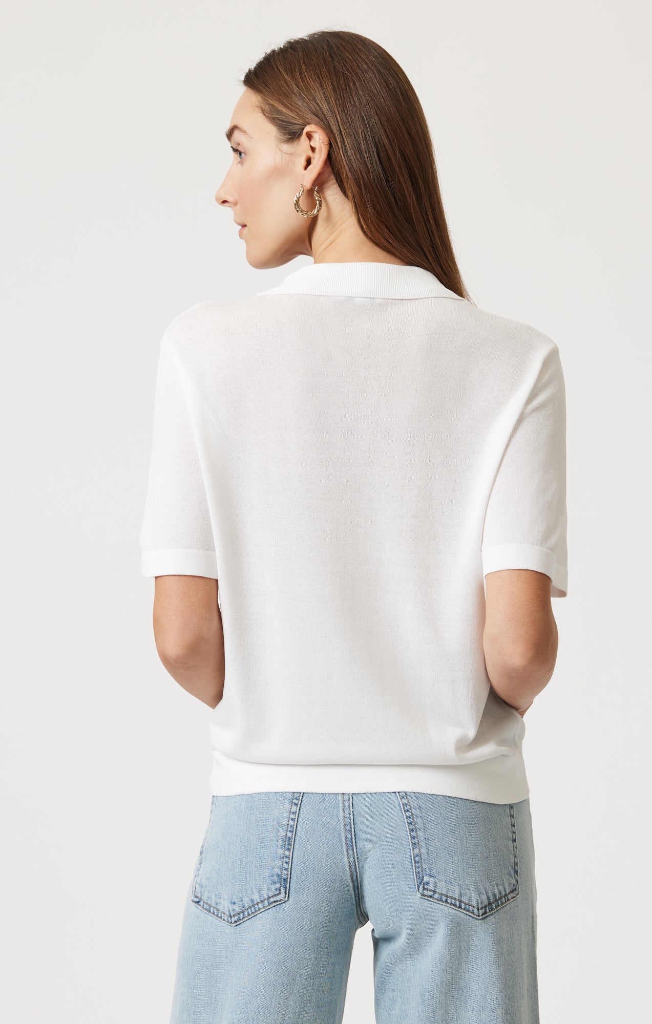 SHORT SLEEVE POLO CARDIGAN IN ANTIQUE - Image 7