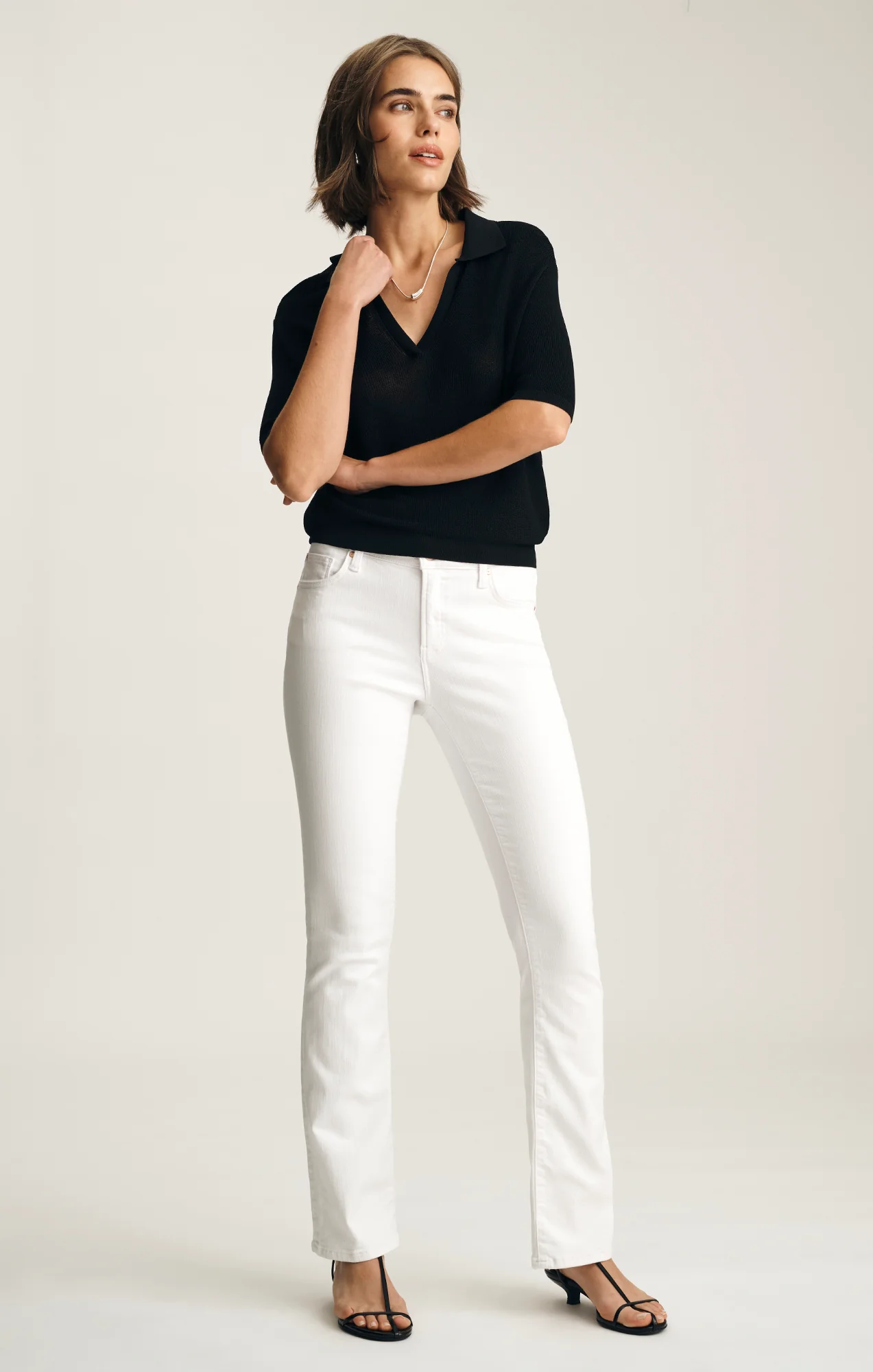 SHORT SLEEVE POLO SWEATER IN BLACK - Image 5