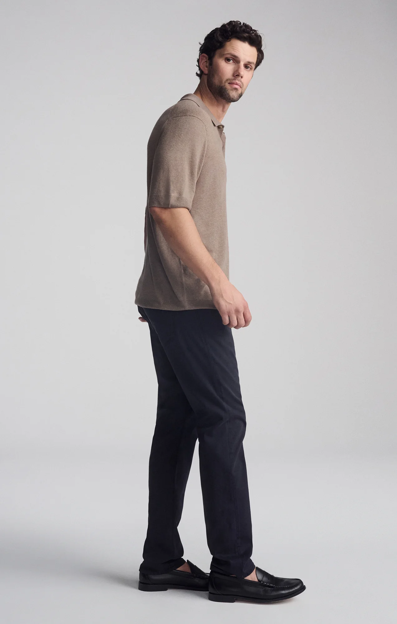 SHORT SLEEVE POLO SWEATER IN BRINDLE - Image 2