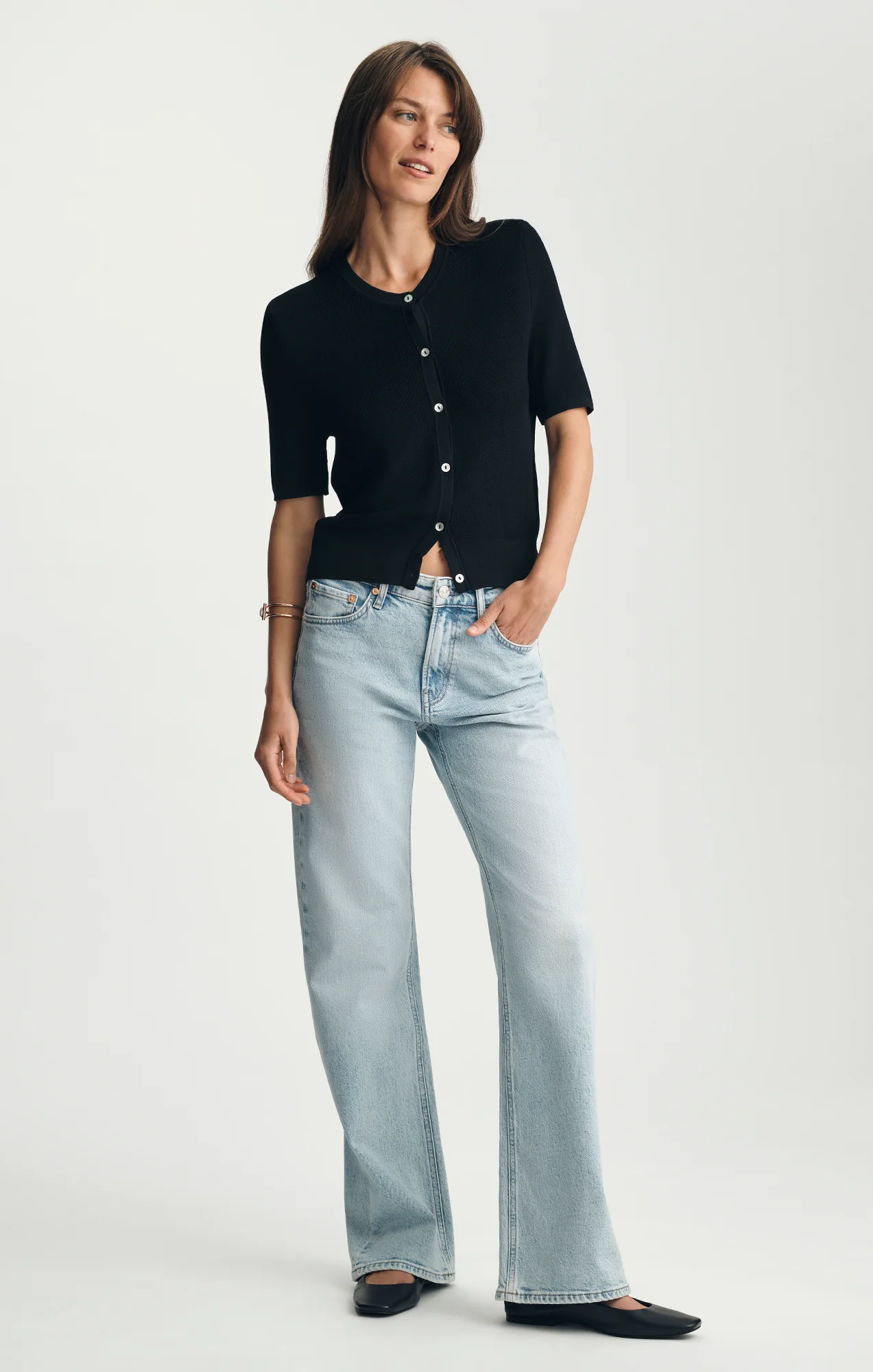 SHORT SLEEVE SWEATER BLACK - Image 4