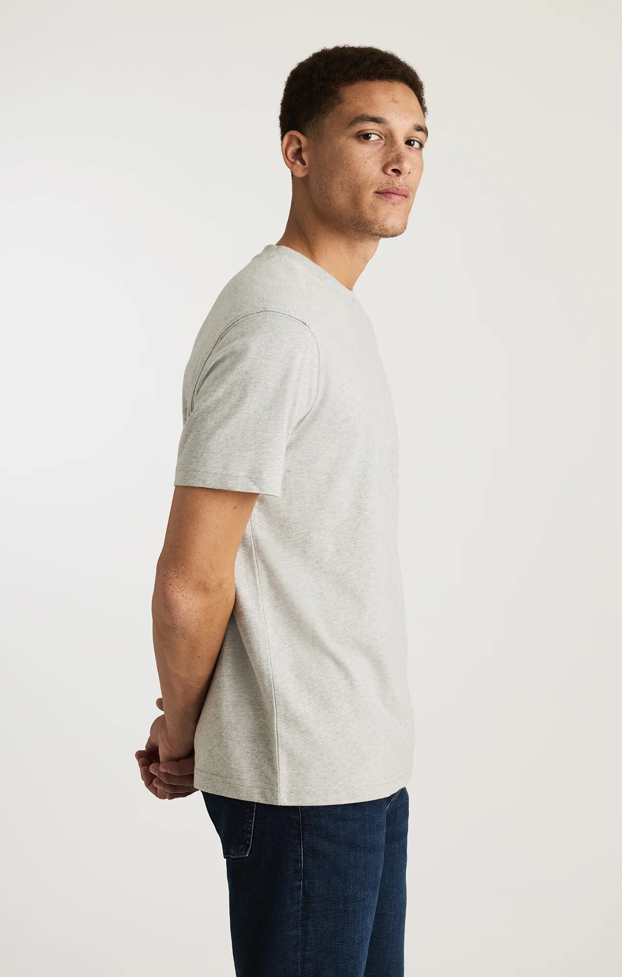 BASIC SHORT SLEEVE T-SHIRT IN GREY MELANGE - Image 2