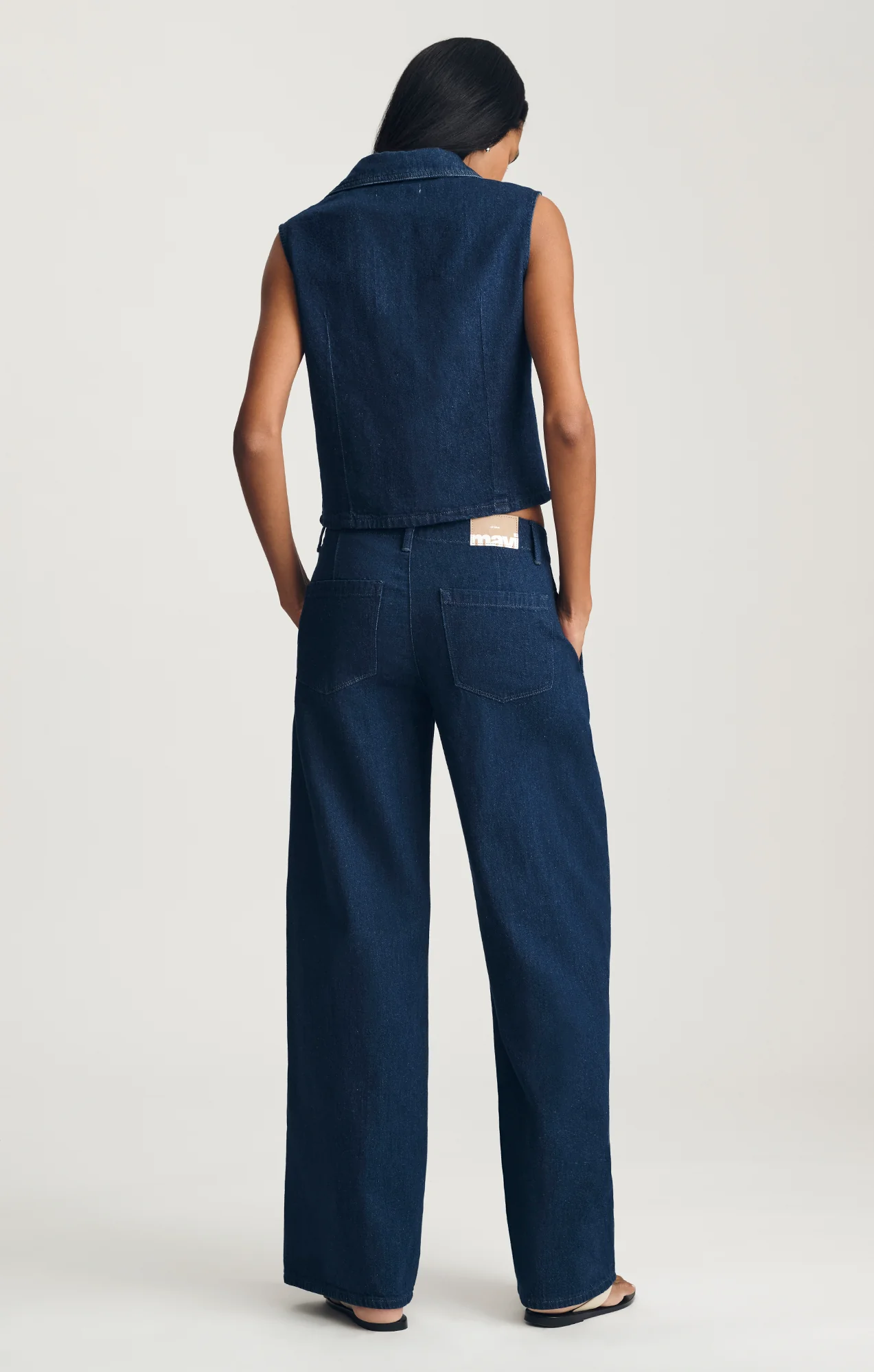 SIENA CHINO WIDE LEG IN DARK LINEN DENIM - Image 3
