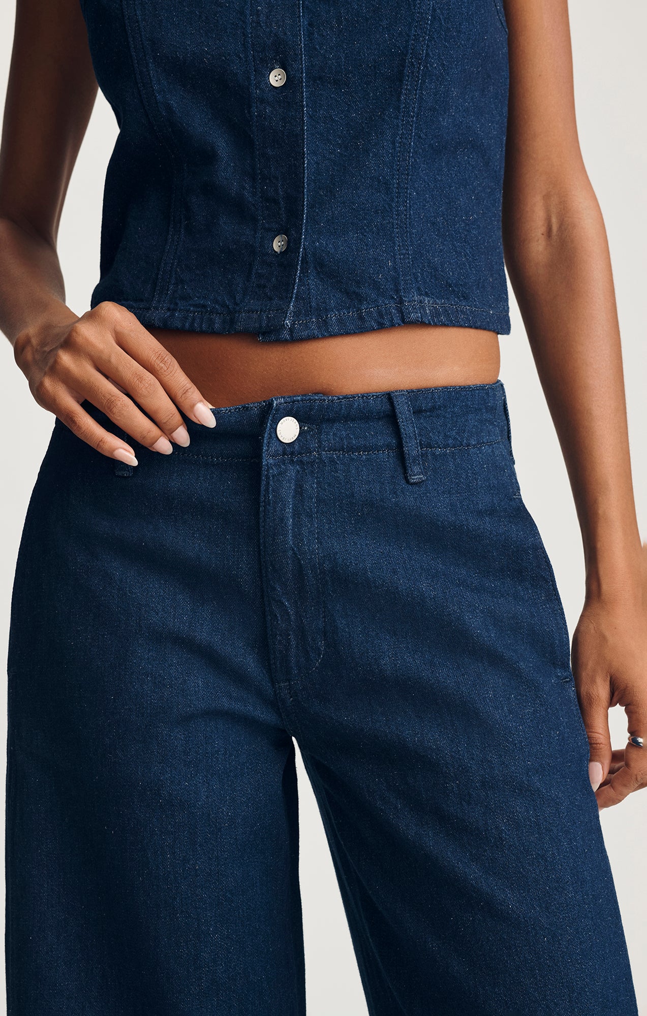 SIENA CHINO WIDE LEG IN DARK LINEN DENIM - Image 5