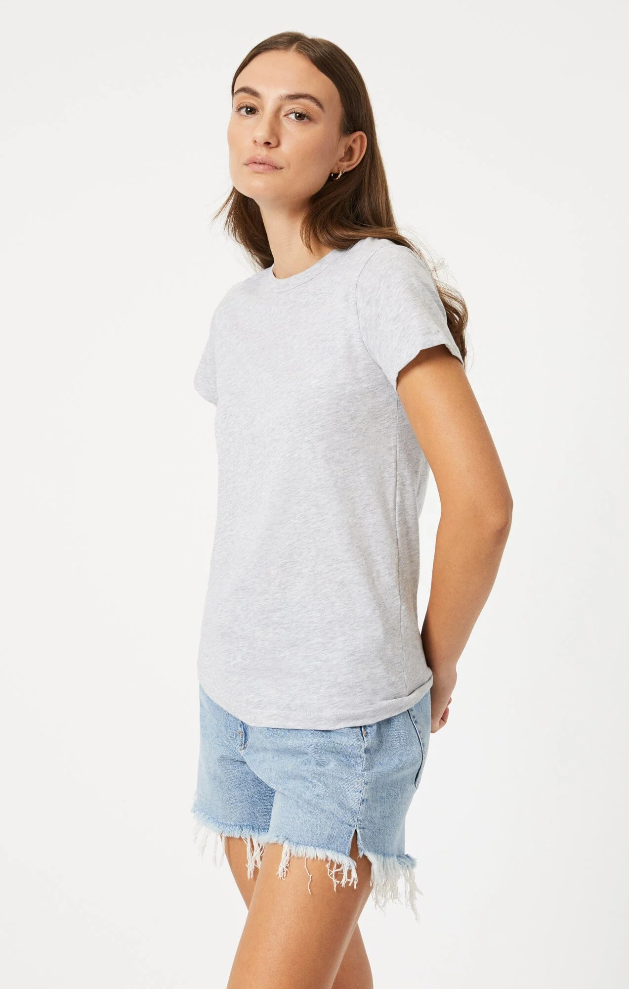 SLIM CREW NECK T-SHIRT IN SNOW GREY MELANGE - Image 2