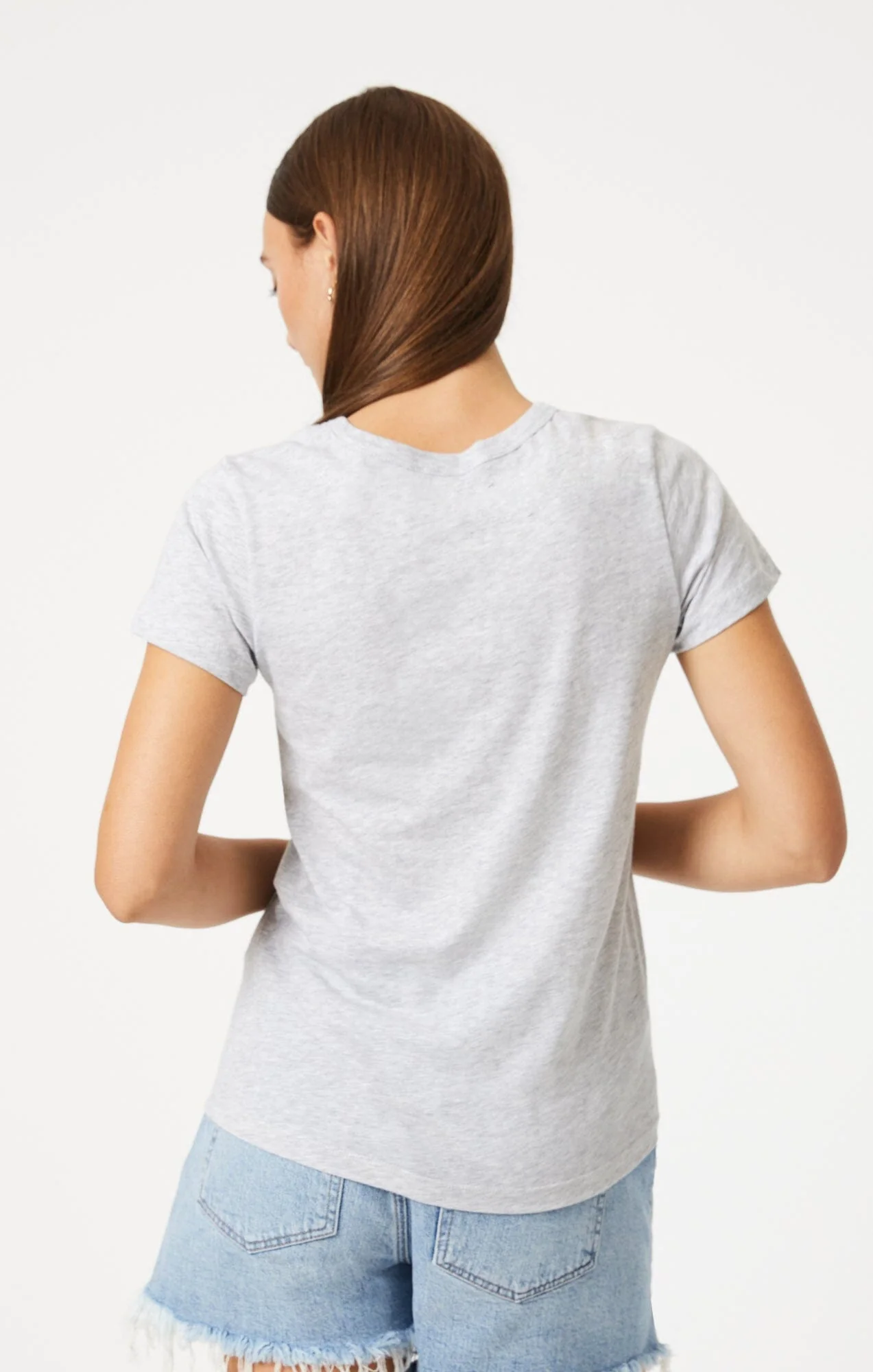 SLIM CREW NECK T-SHIRT IN SNOW GREY MELANGE - Image 3