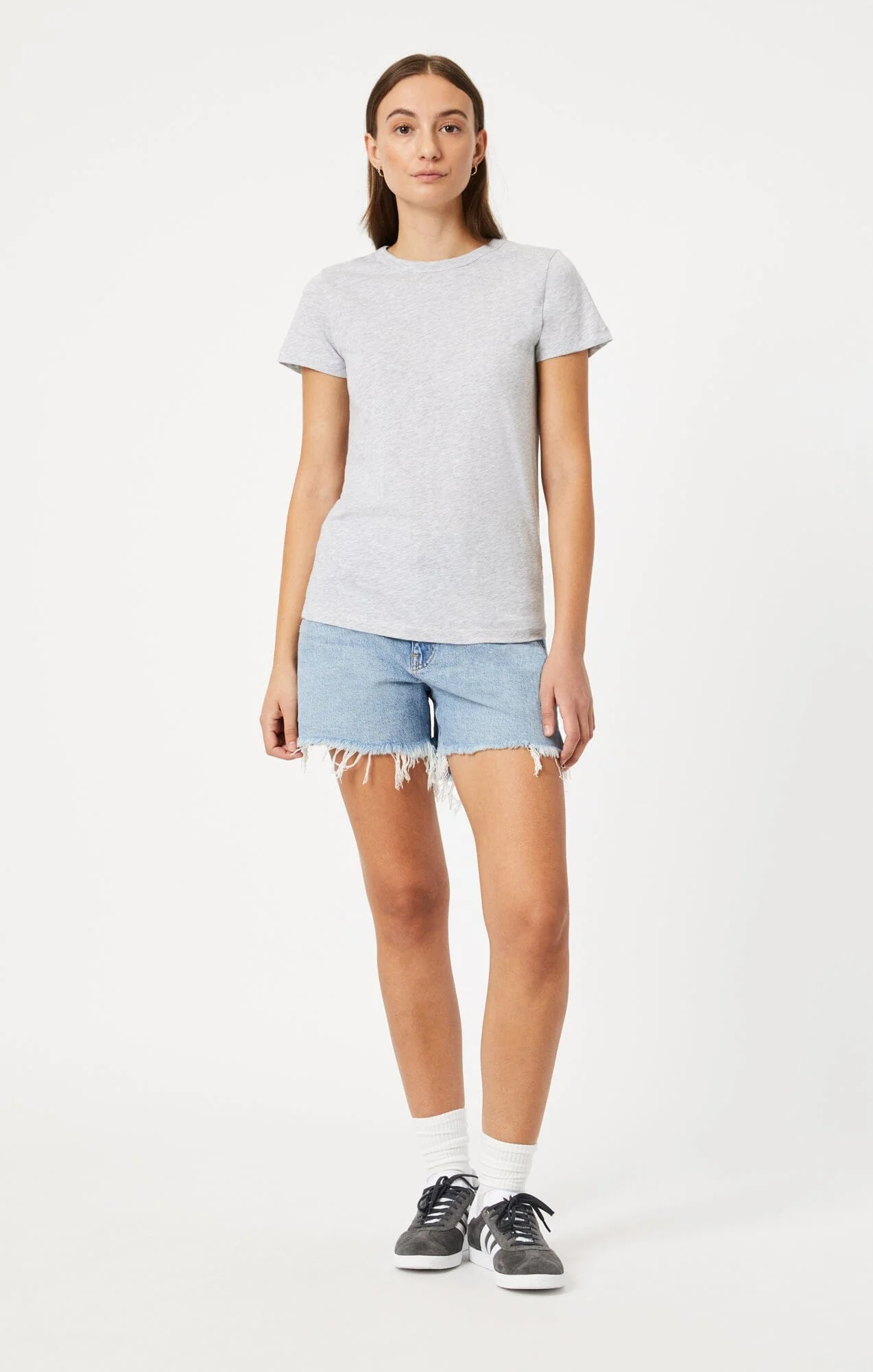 SLIM CREW NECK T-SHIRT IN SNOW GREY MELANGE - Image 4