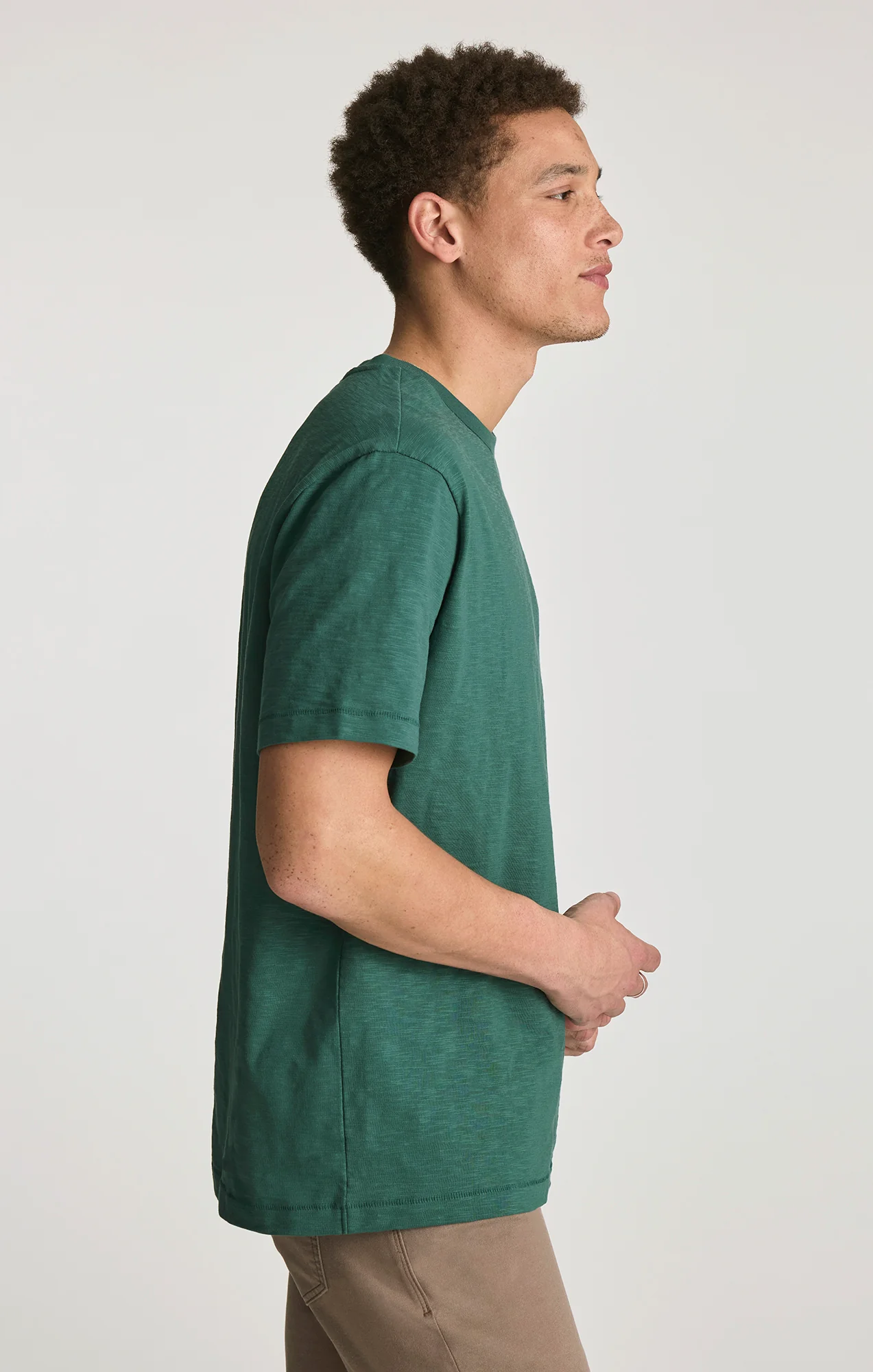SLUB CREW NECK T-SHIRT IN BISTRO GREEN - Image 3