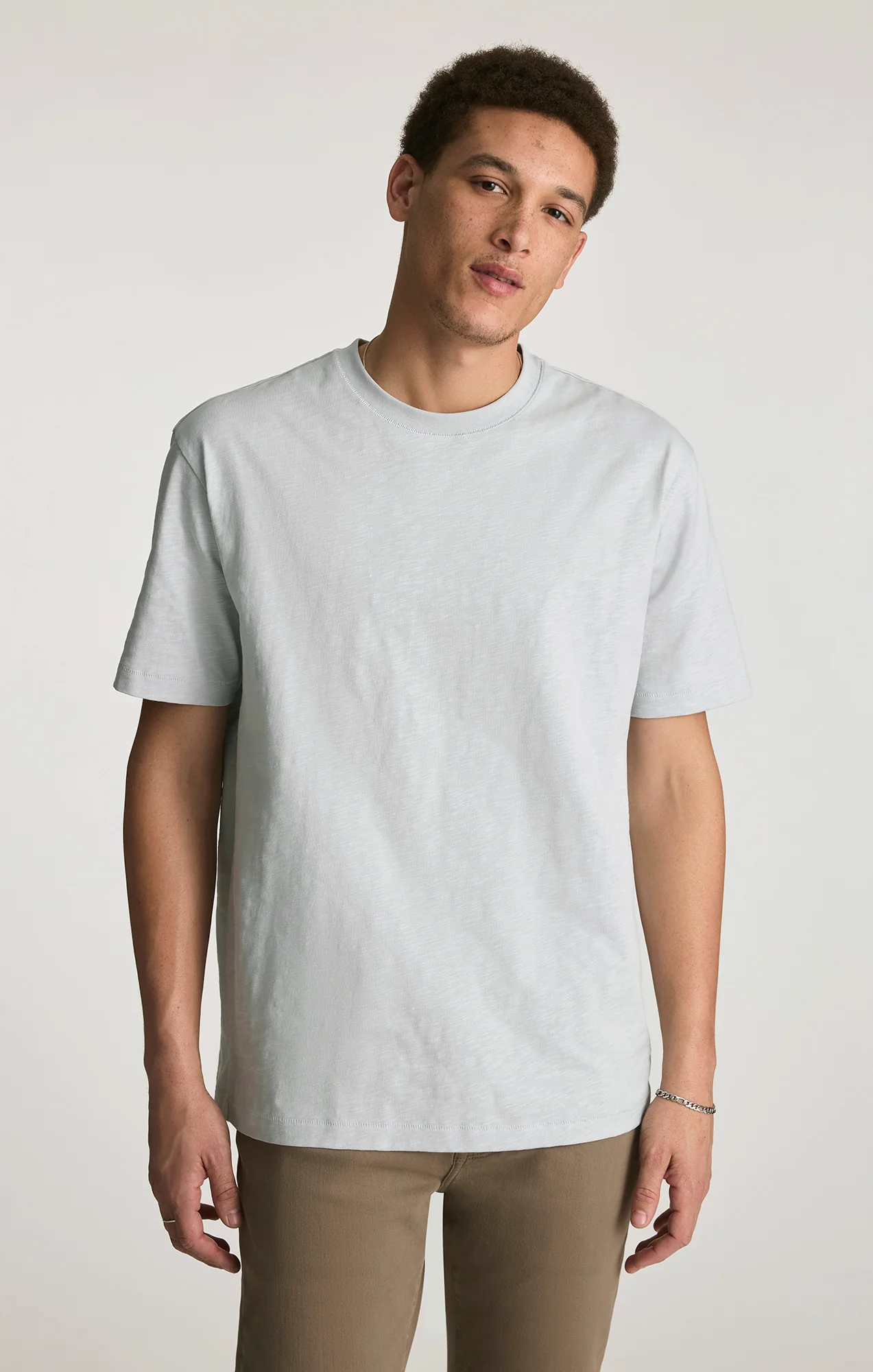 SLUB CREW NECK T-SHIRT IN PEARL BLUE