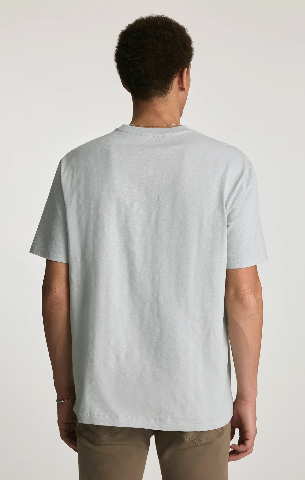 SLUB CREW NECK T-SHIRT IN PEARL BLUE - Image 2