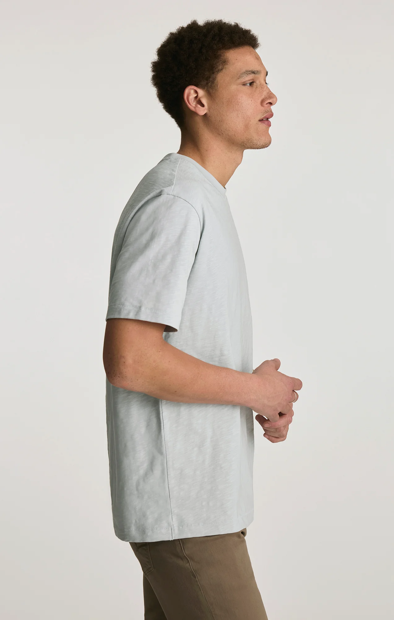 SLUB CREW NECK T-SHIRT IN PEARL BLUE - Image 3