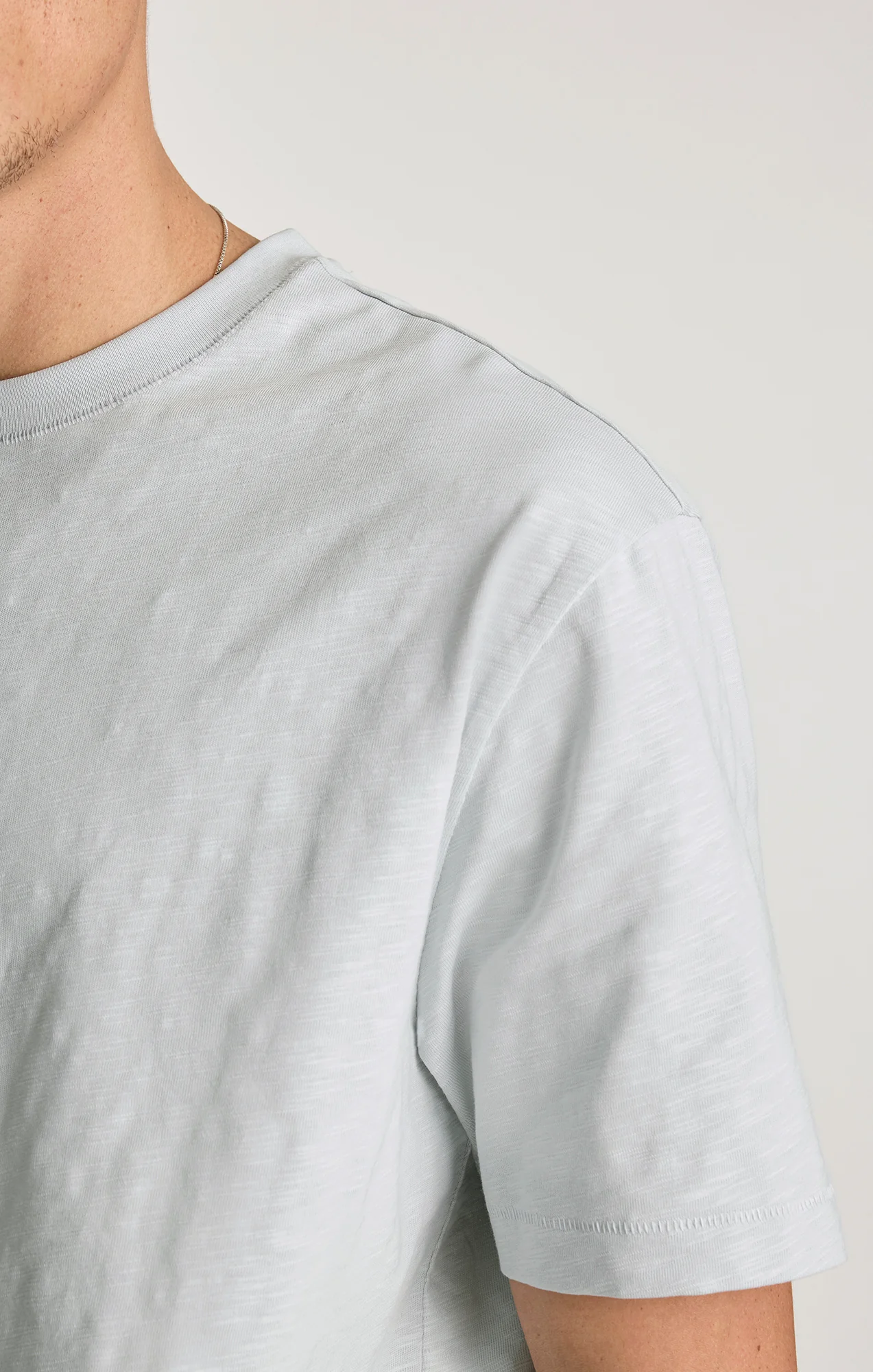 SLUB CREW NECK T-SHIRT IN PEARL BLUE - Image 4