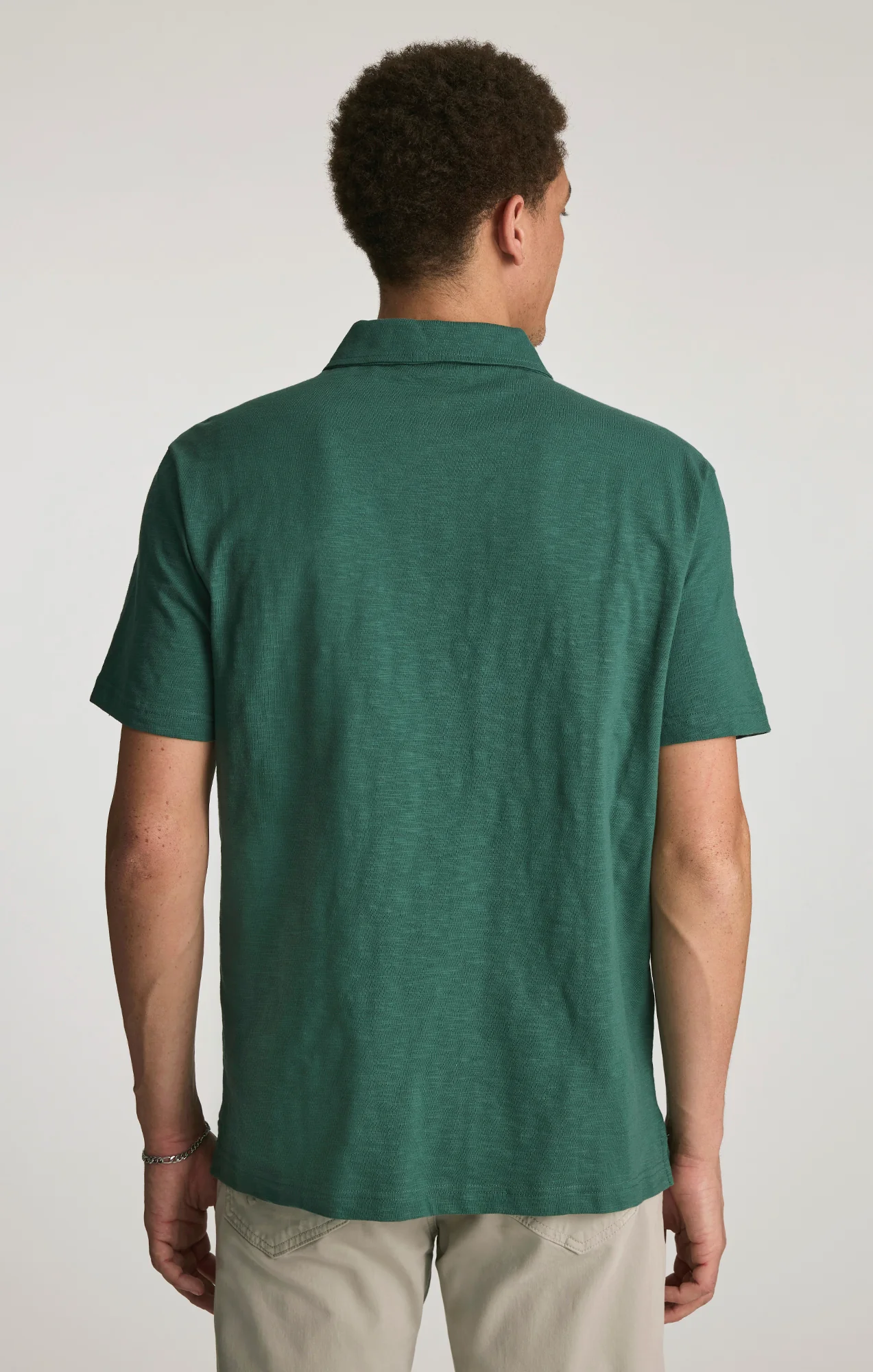 SLUB POLO T-SHIRT IN BISTRO GREEN - Image 2