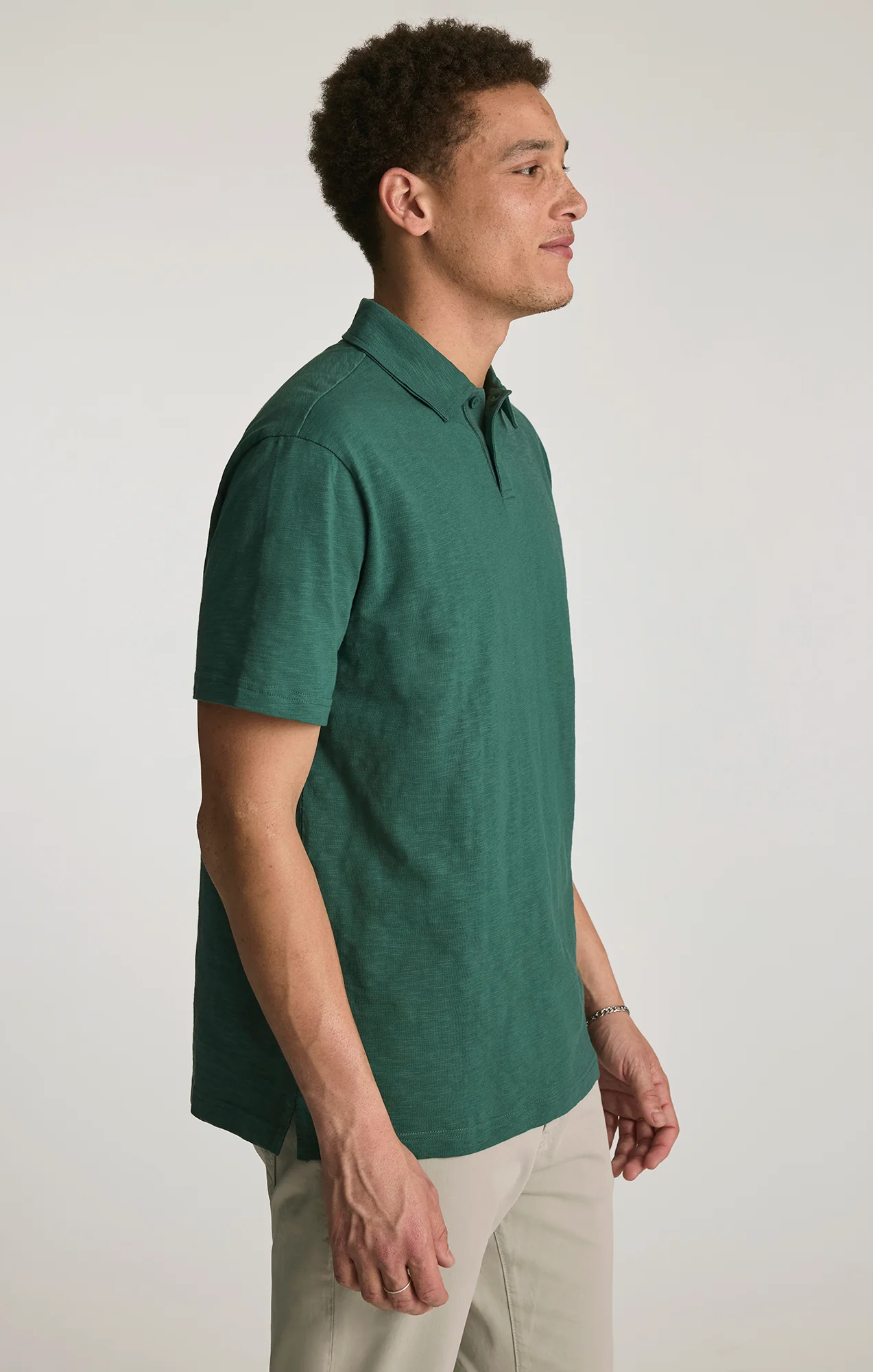 SLUB POLO T-SHIRT IN BISTRO GREEN - Image 3