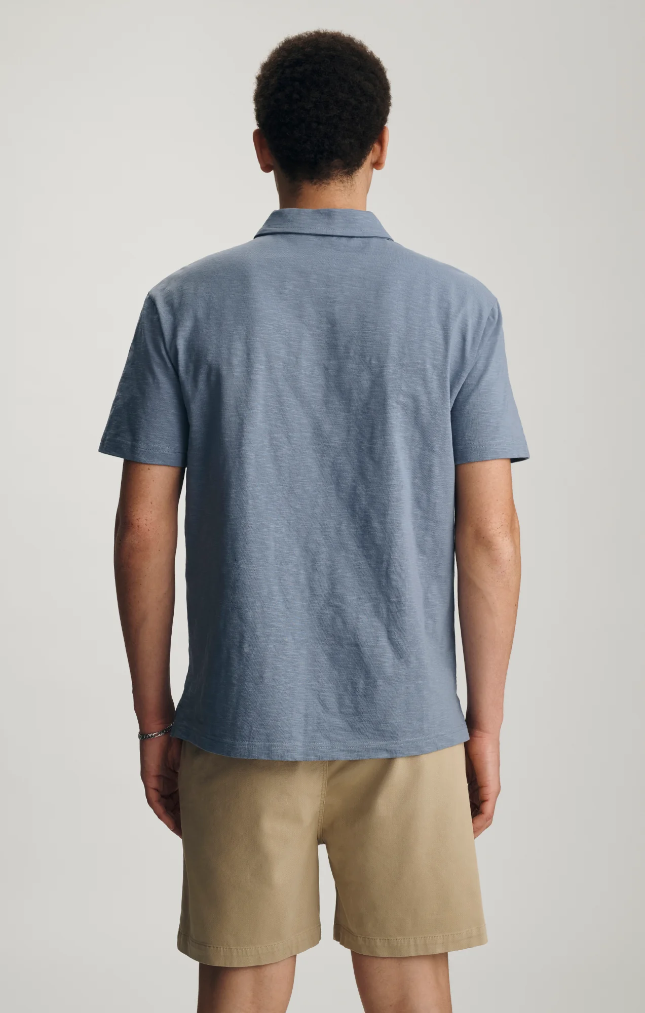 SLUB POLO T-SHIRT IN FLINT STONE - Image 2