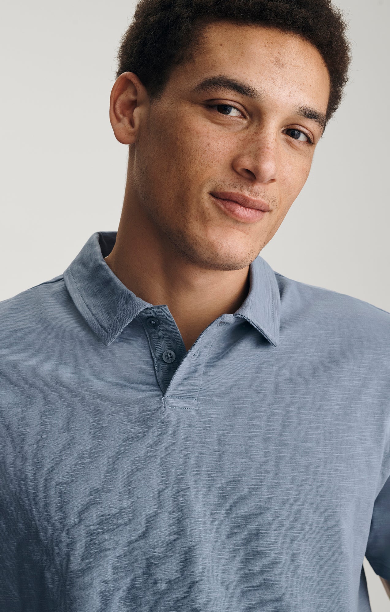 SLUB POLO T-SHIRT IN FLINT STONE - Image 3