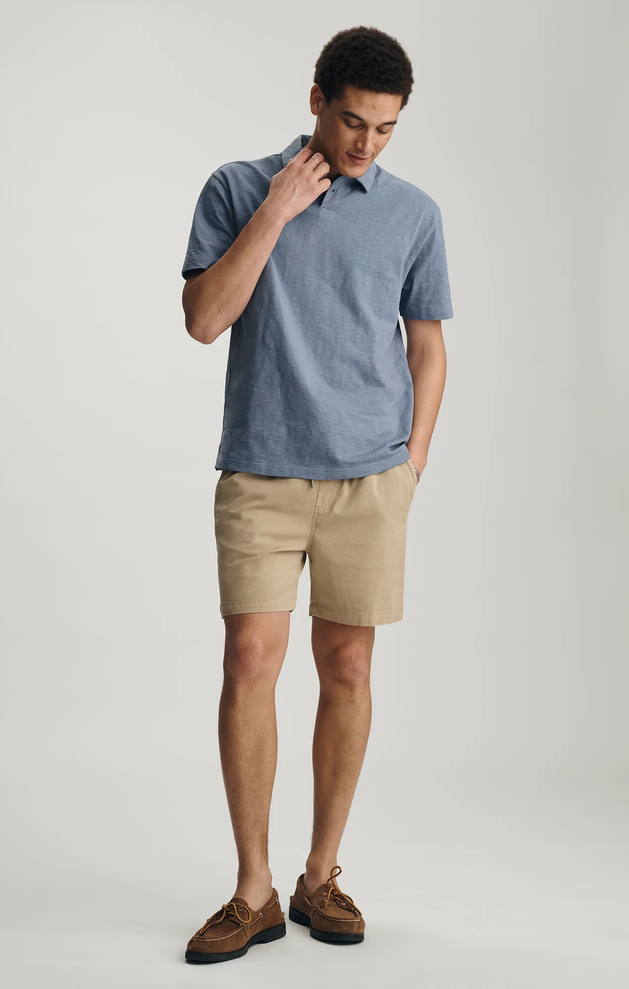 SLUB POLO T-SHIRT IN FLINT STONE - Image 4