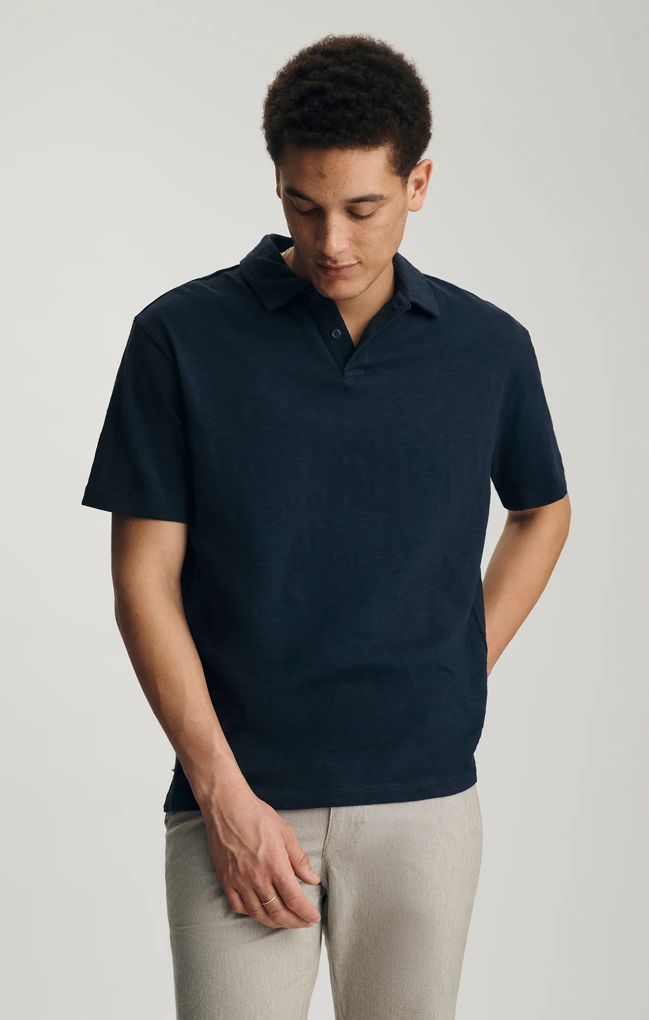 SLUB POLO T-SHIRT IN TOTAL ECLIPSE