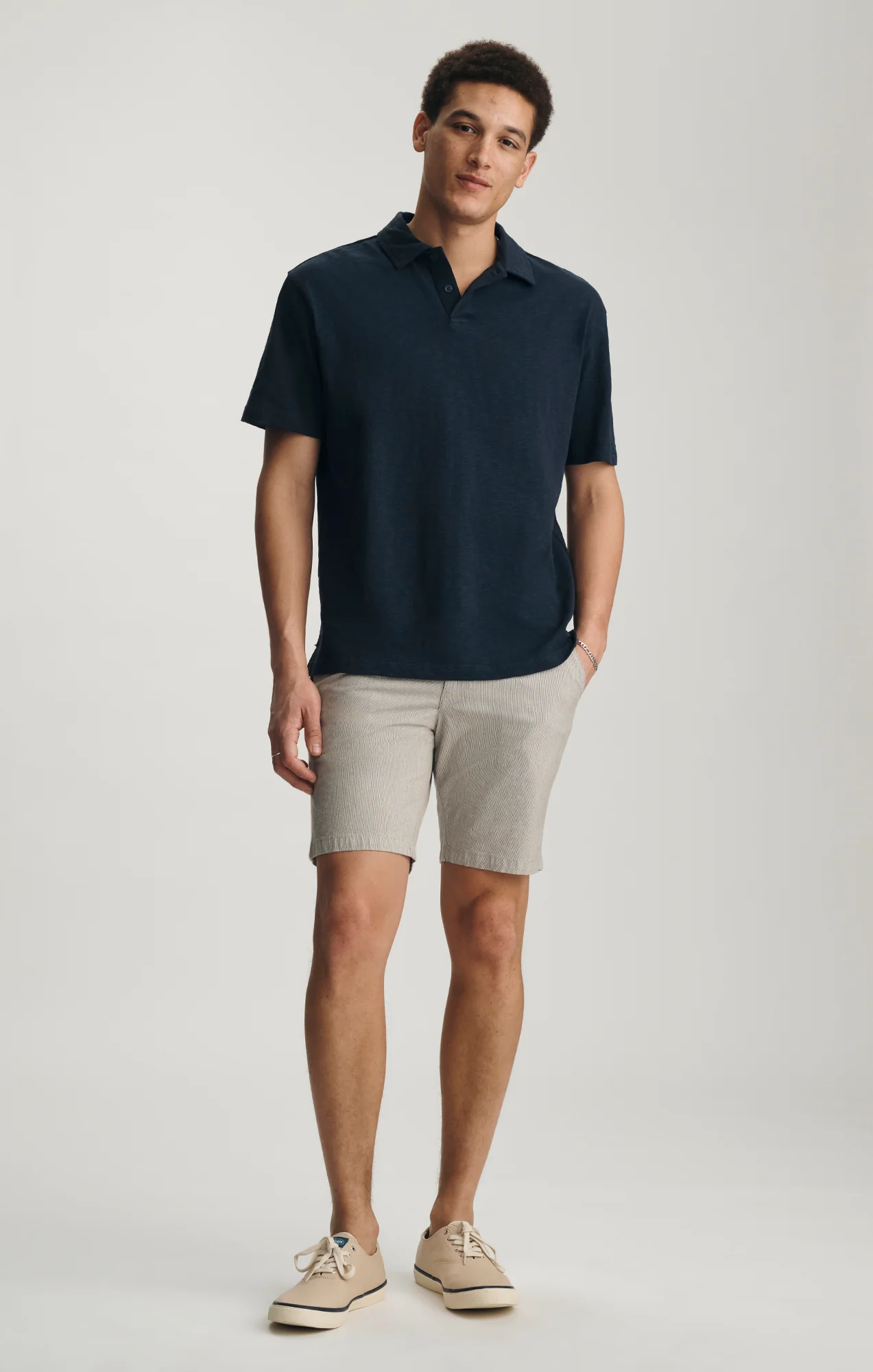 SLUB POLO T-SHIRT IN TOTAL ECLIPSE - Image 3