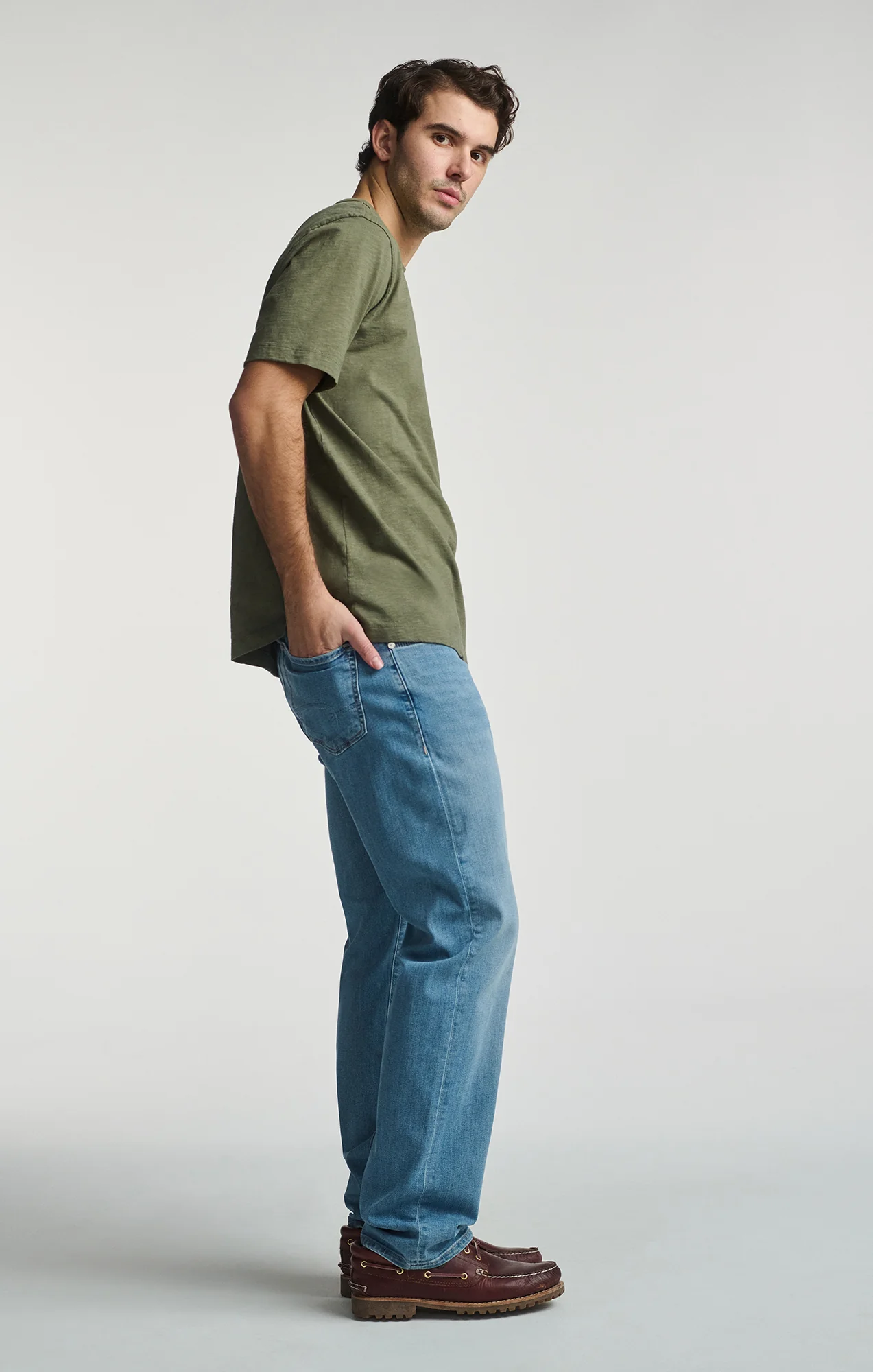 SLUB SHORT SLEEVE T-SHIRT IN DUSTY OLIVE - Image 4