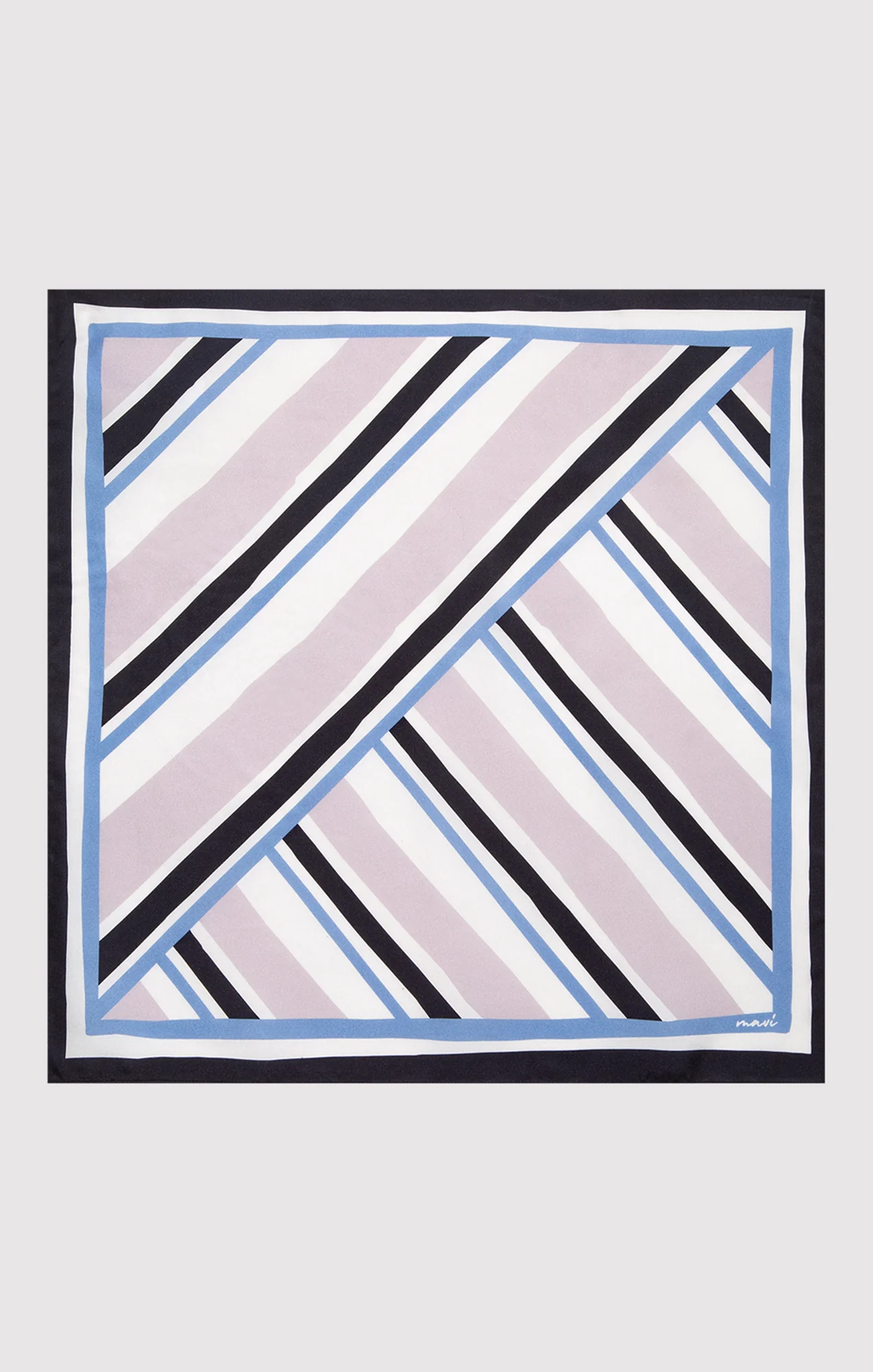 SMALL SILK DOUBLE STRIPED BANDANA IN NAVY BLUE STRIPE