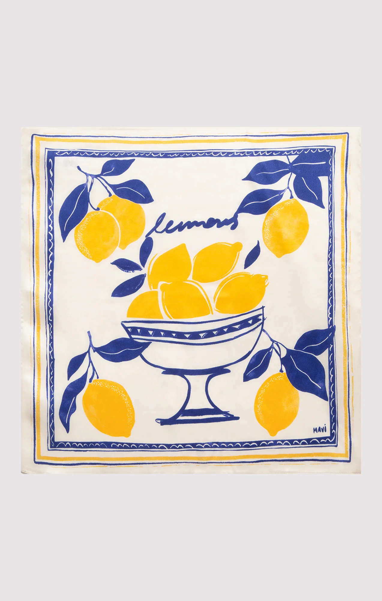 SMALL SILK LEMONS BANDANA IN ANTIQUE WHITE