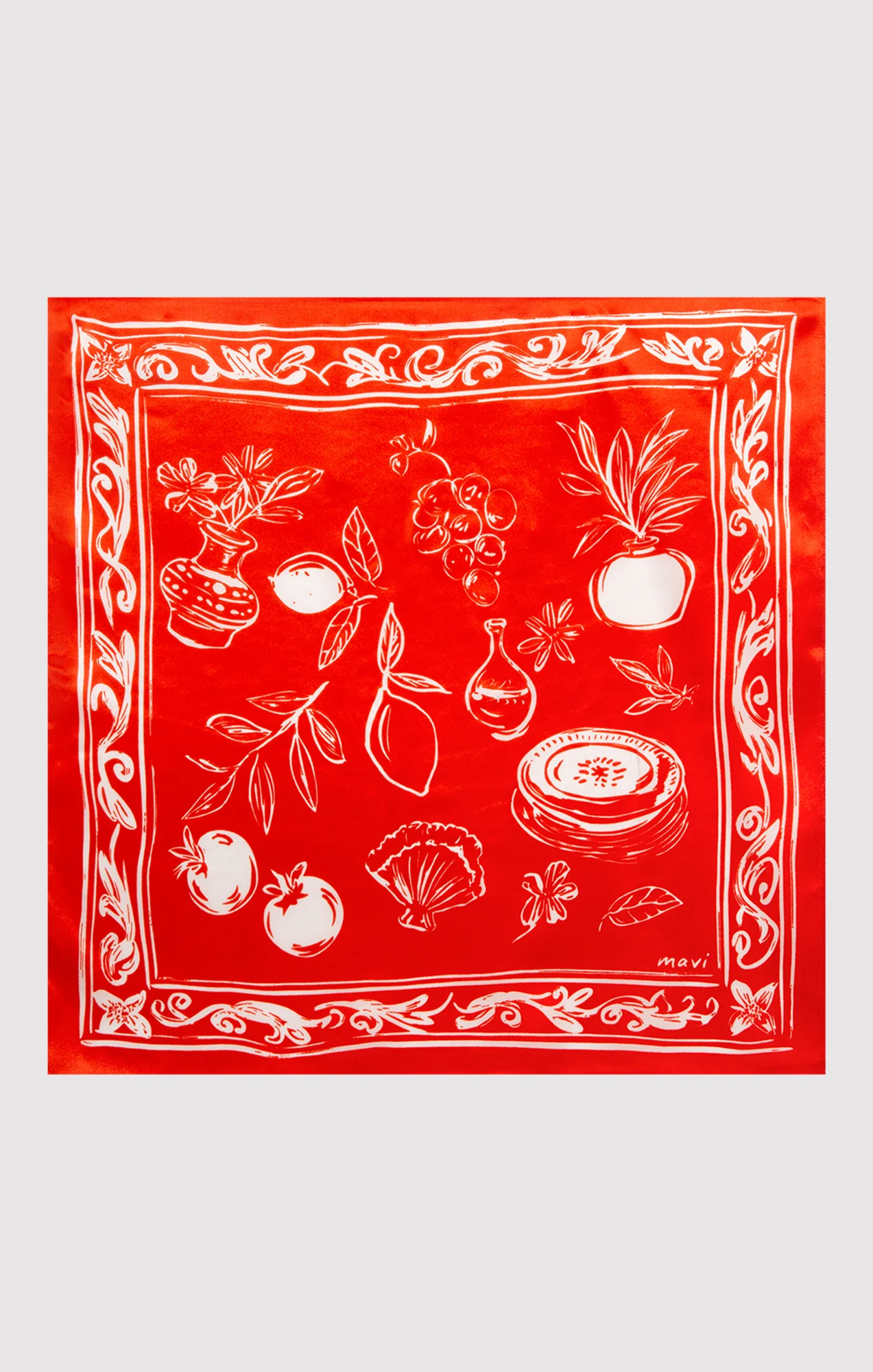 SMALL SILK PICNIC BANDANA IN RED