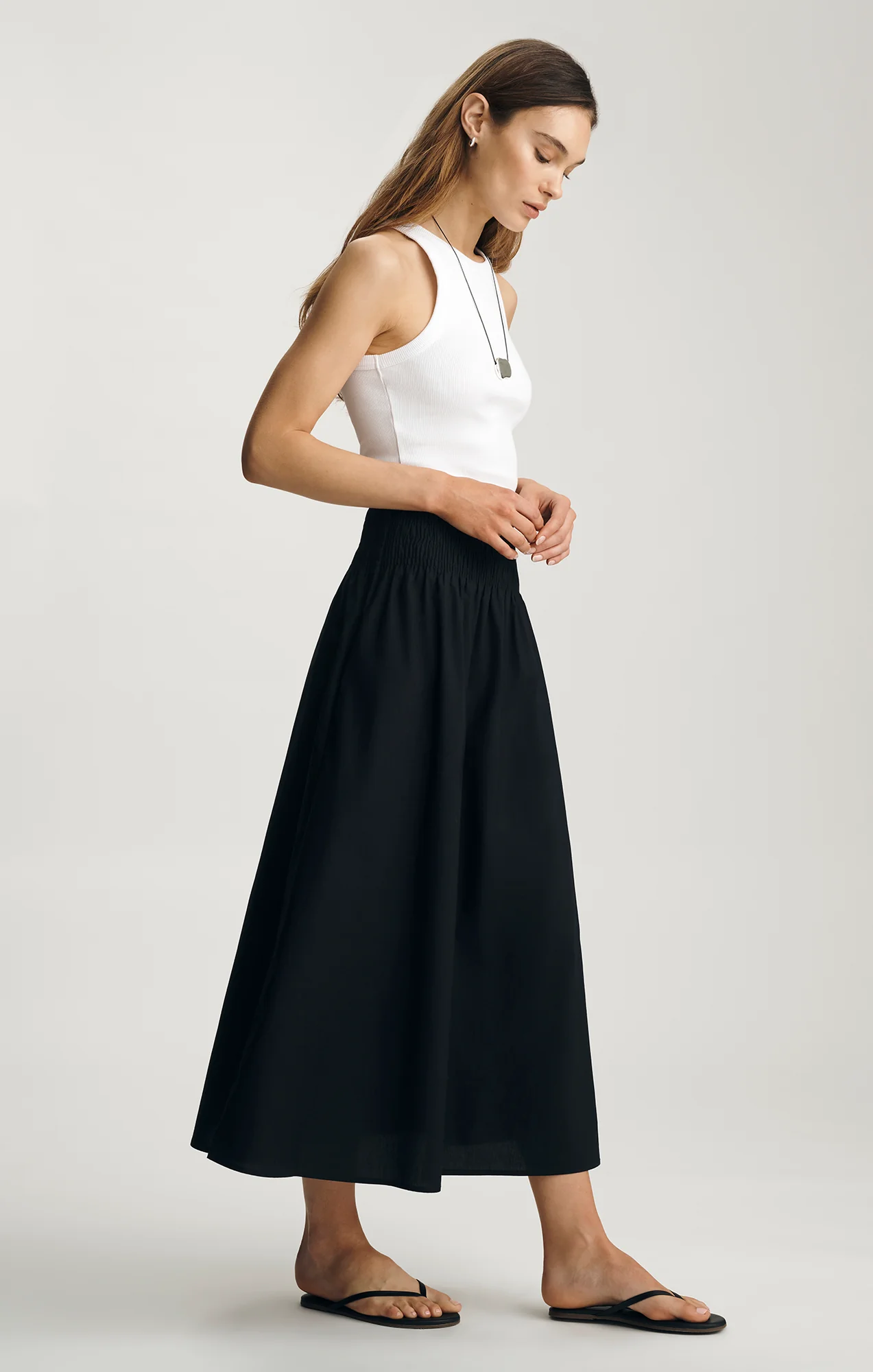SMOCKED MAXI SKIRT IN BLACK - Image 2
