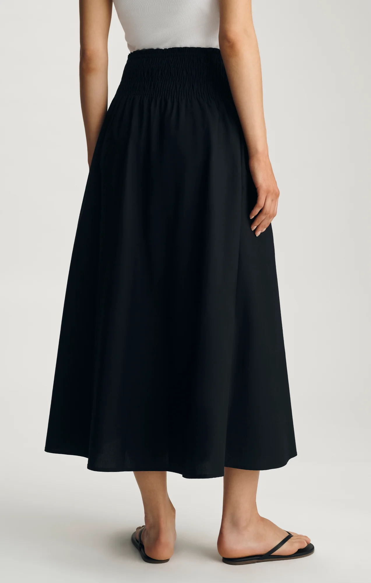 SMOCKED MAXI SKIRT IN BLACK - Image 6