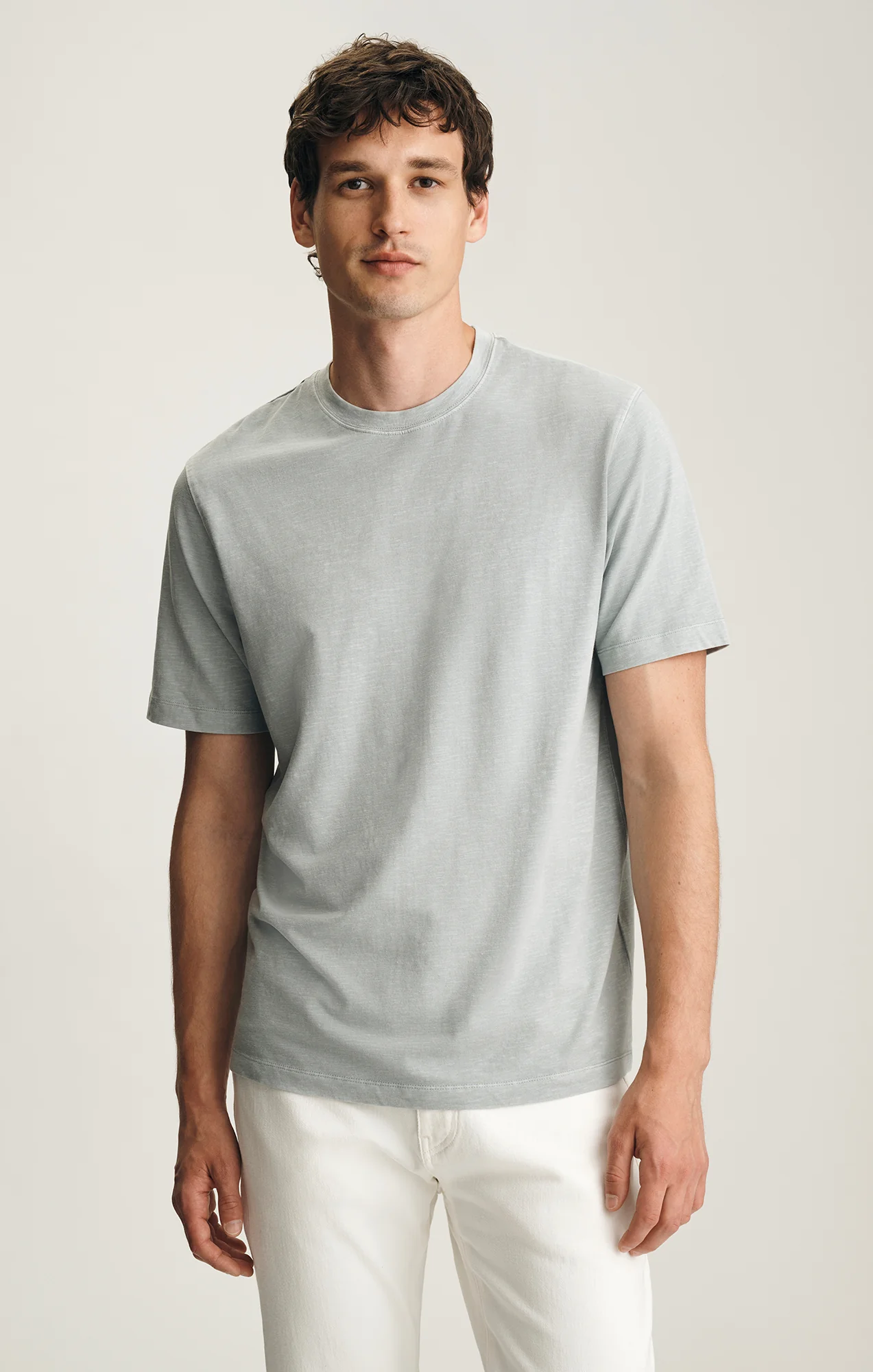 SOFT SLUB CREW NECK T-SHIRT IN AQUA GREY