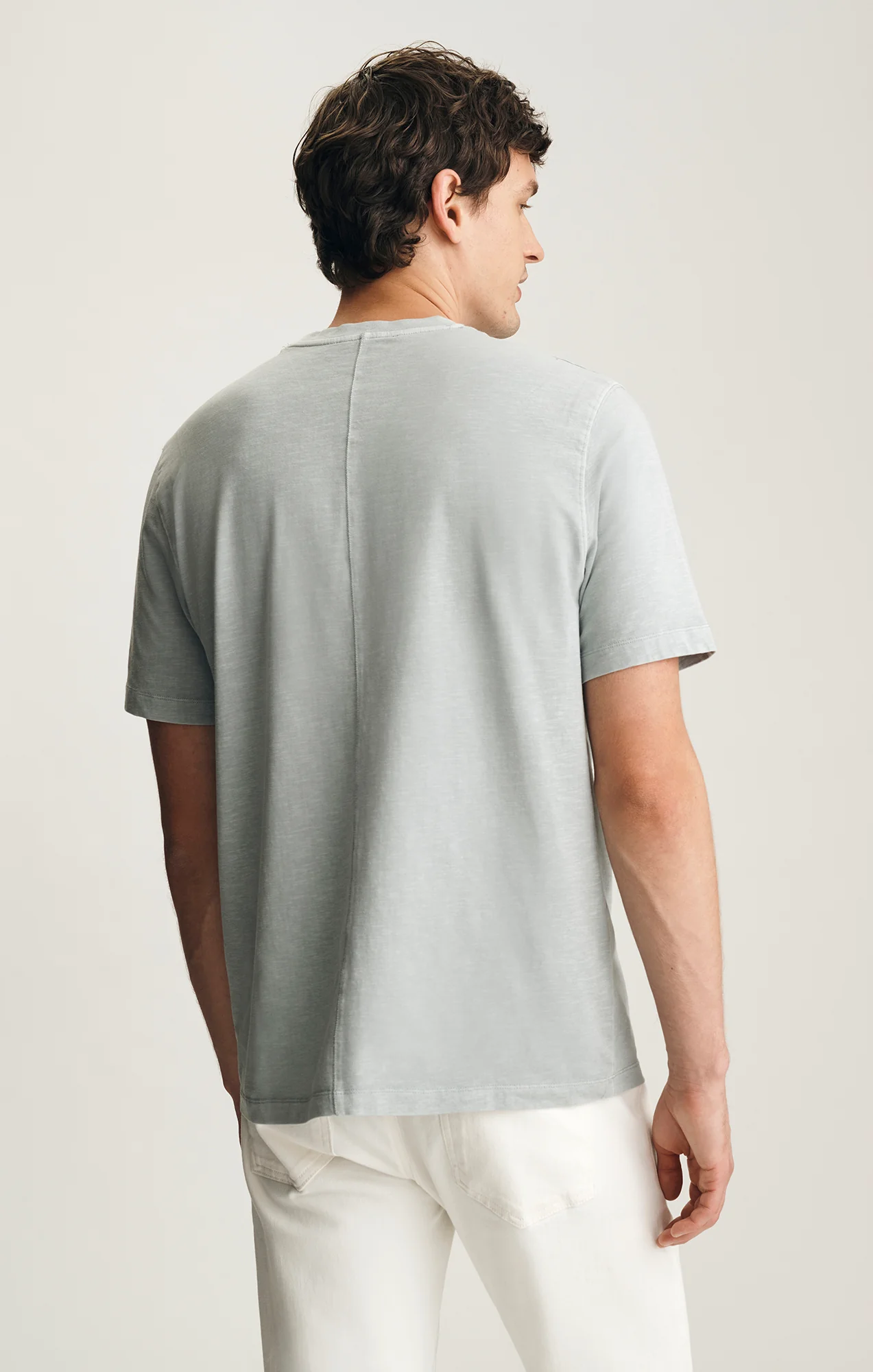 SOFT SLUB CREW NECK T-SHIRT IN AQUA GREY - Image 2