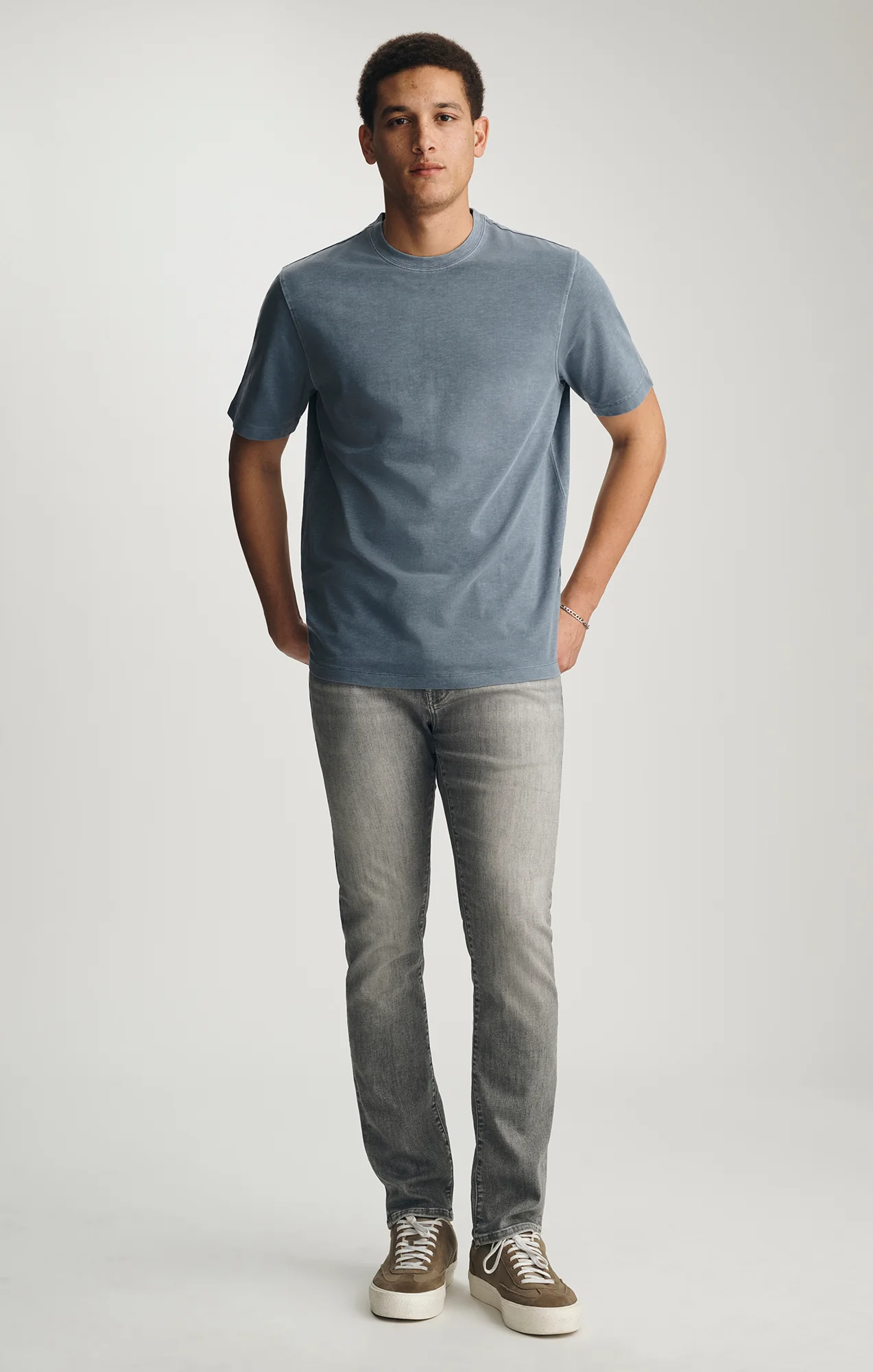 SOFT SLUB CREW NECK T-SHIRT IN FLINT STONE - Image 3